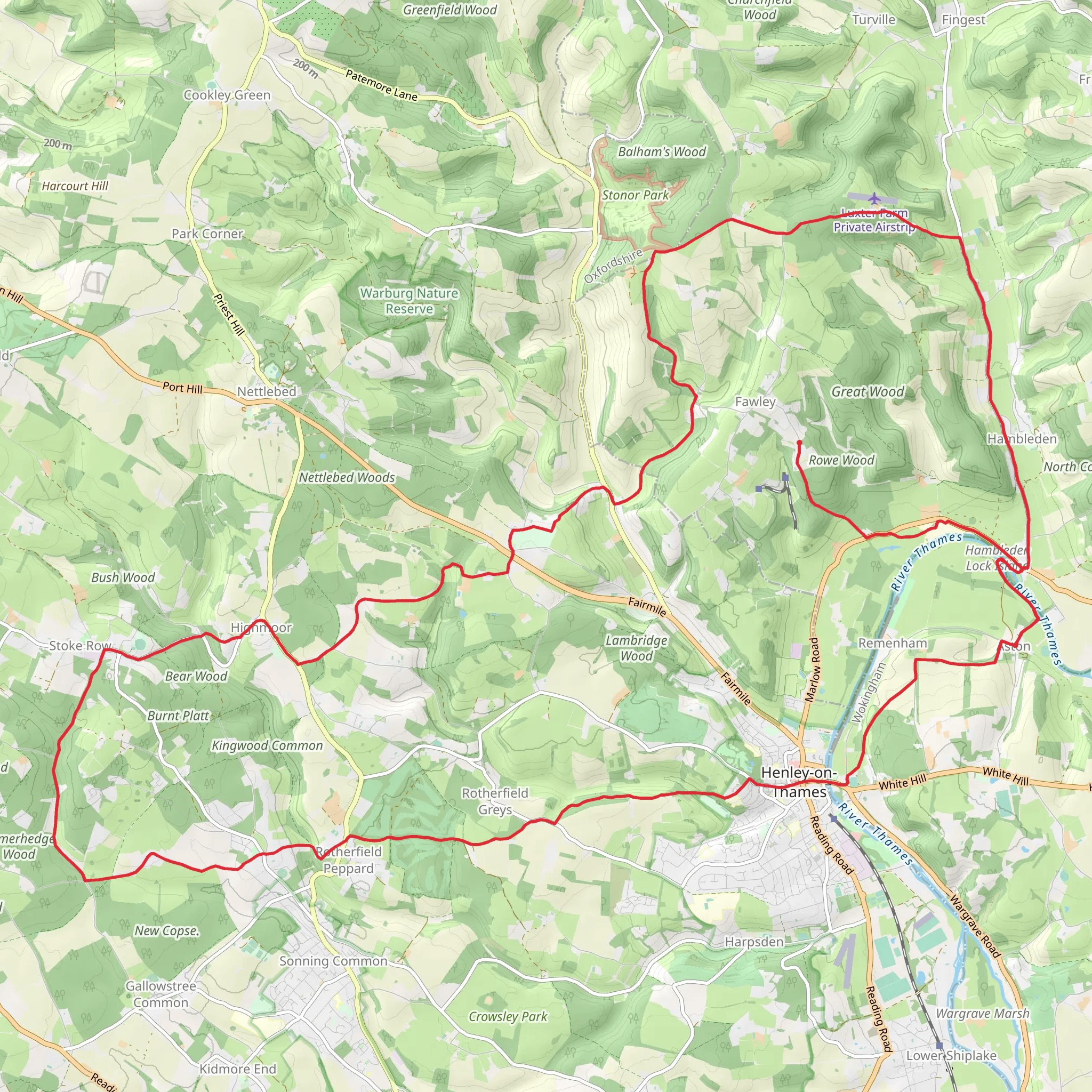 Aston, Henley on Thames and Middle assendon Loop via River Thames mobile static map