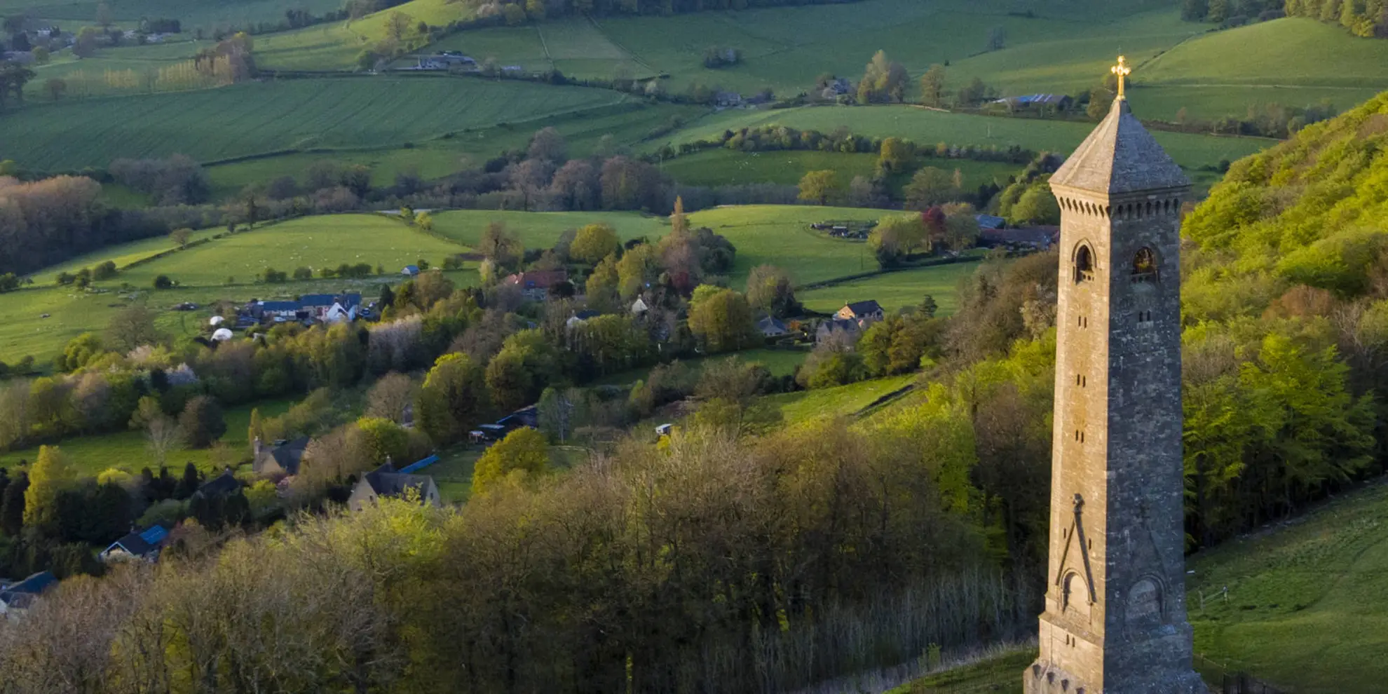 An image depicting the trail The Tyndale Monument from Wotton-under-Edge and its surrounding area.