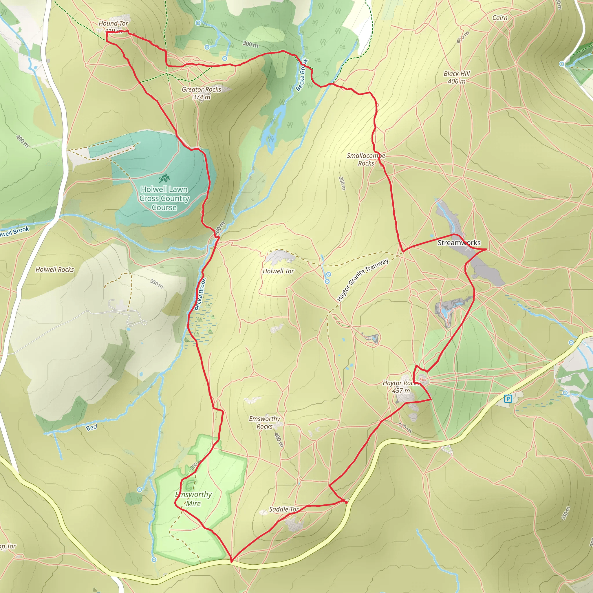 Haytor Rocks and Hound Tor mobile static map