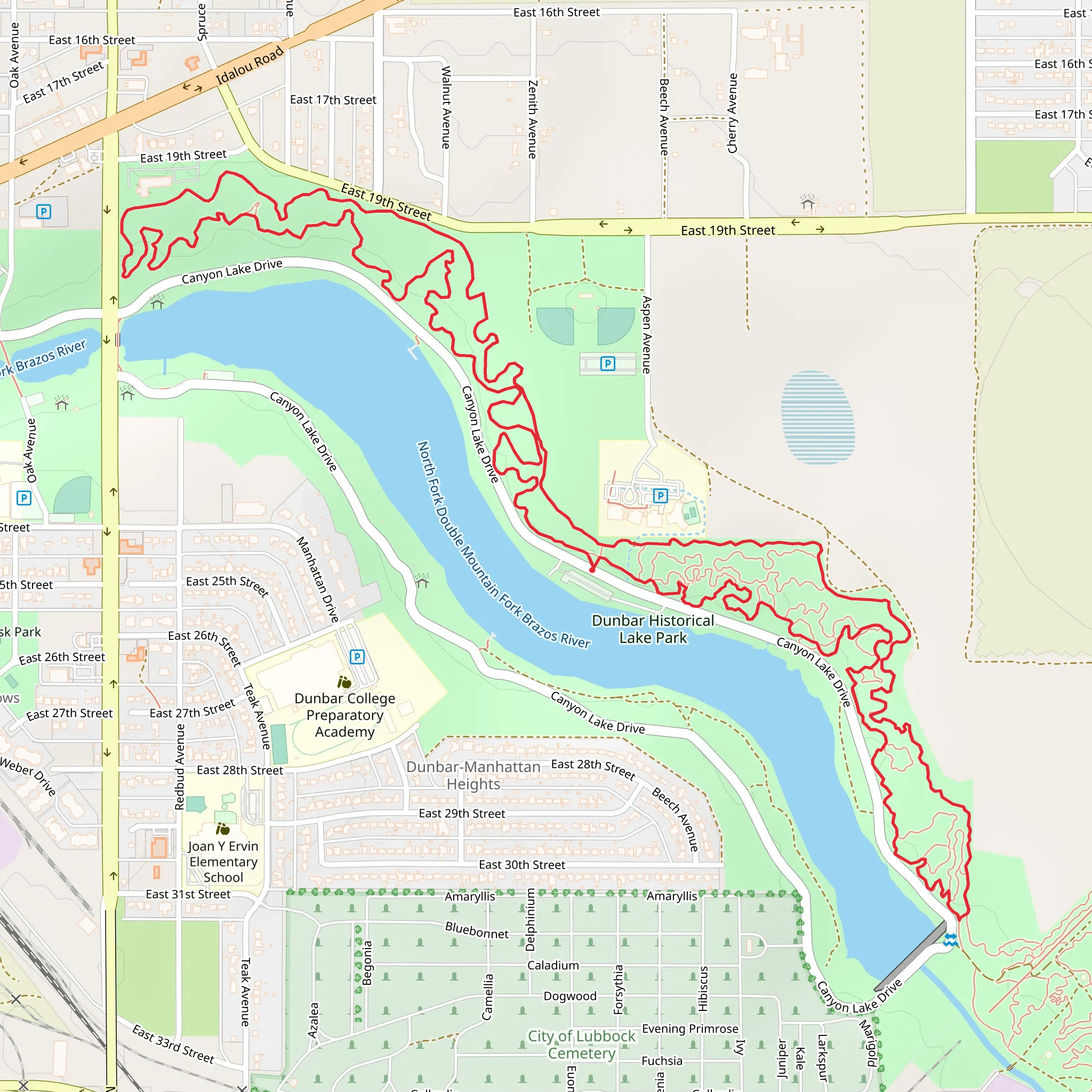 Dunbar Historical Lake Park Loop mobile static map