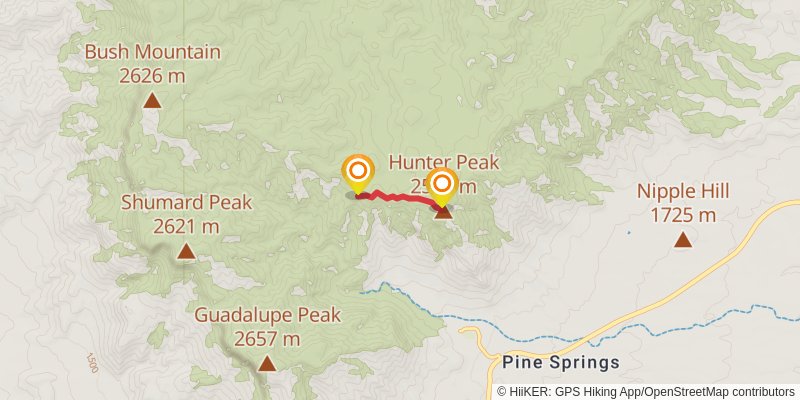 Pine Springs to McKittrick Canyon spur 2 Map