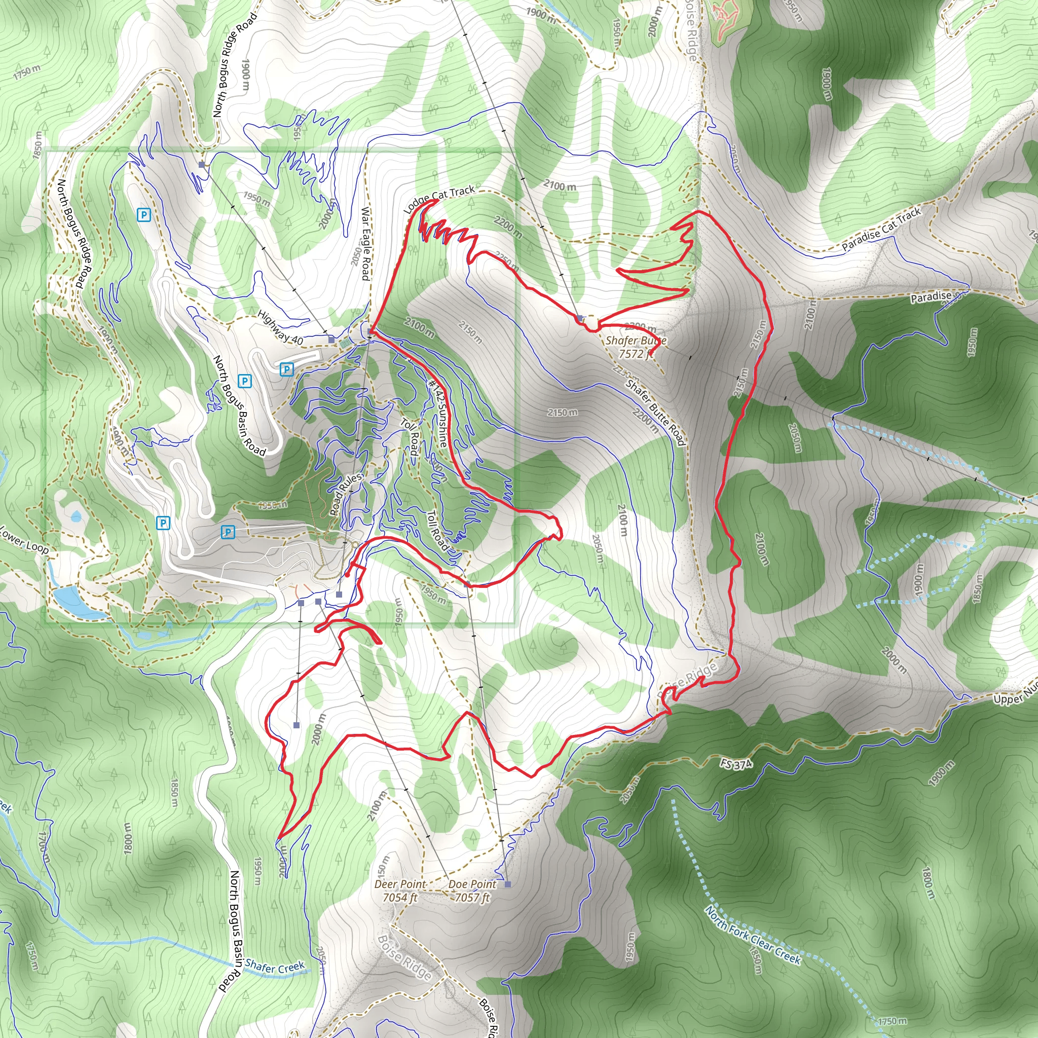 Shafer Butte via Deer Point and Sunshine Loop mobile static map