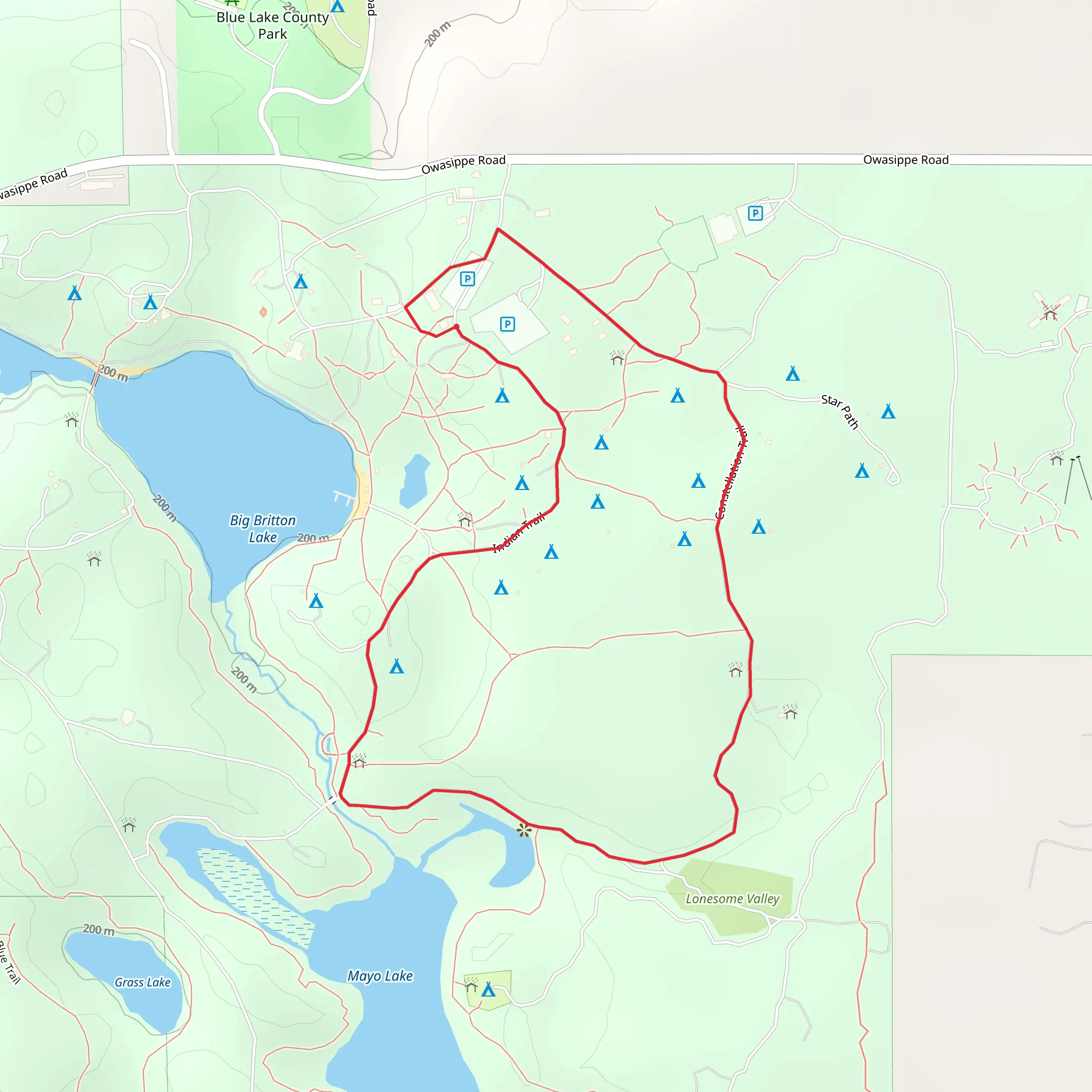 Constellation and Indian Loop Trail mobile static map