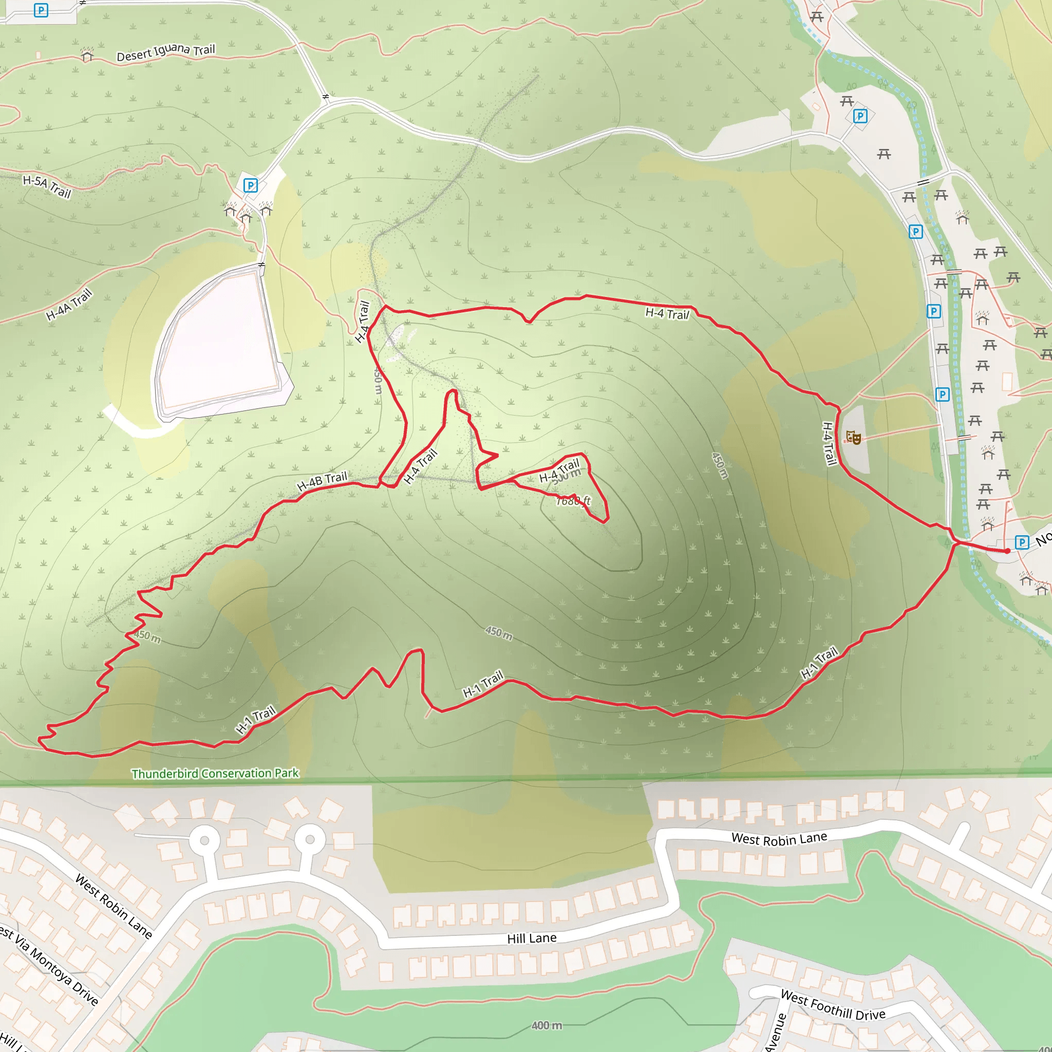 Thunderbird Reservoir and H - 4 Trail mobile static map