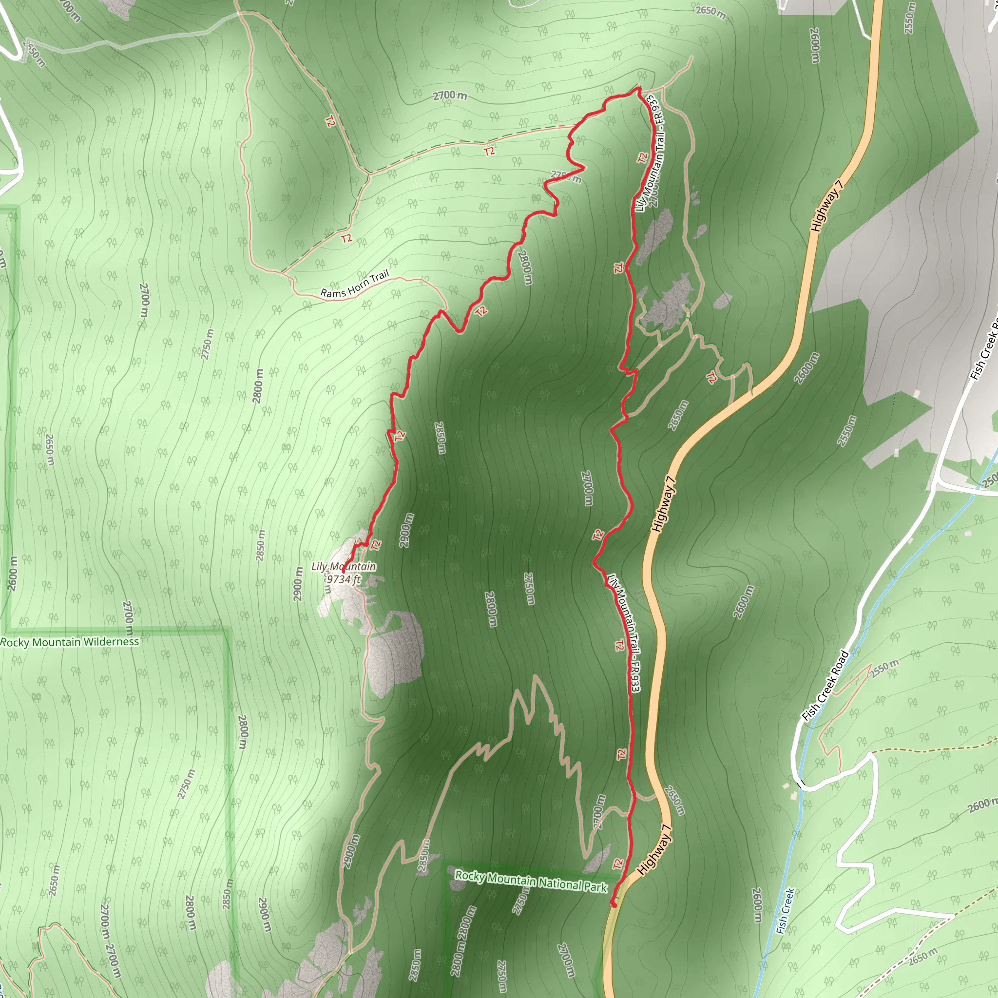 Lily Mountain Trail mobile static map