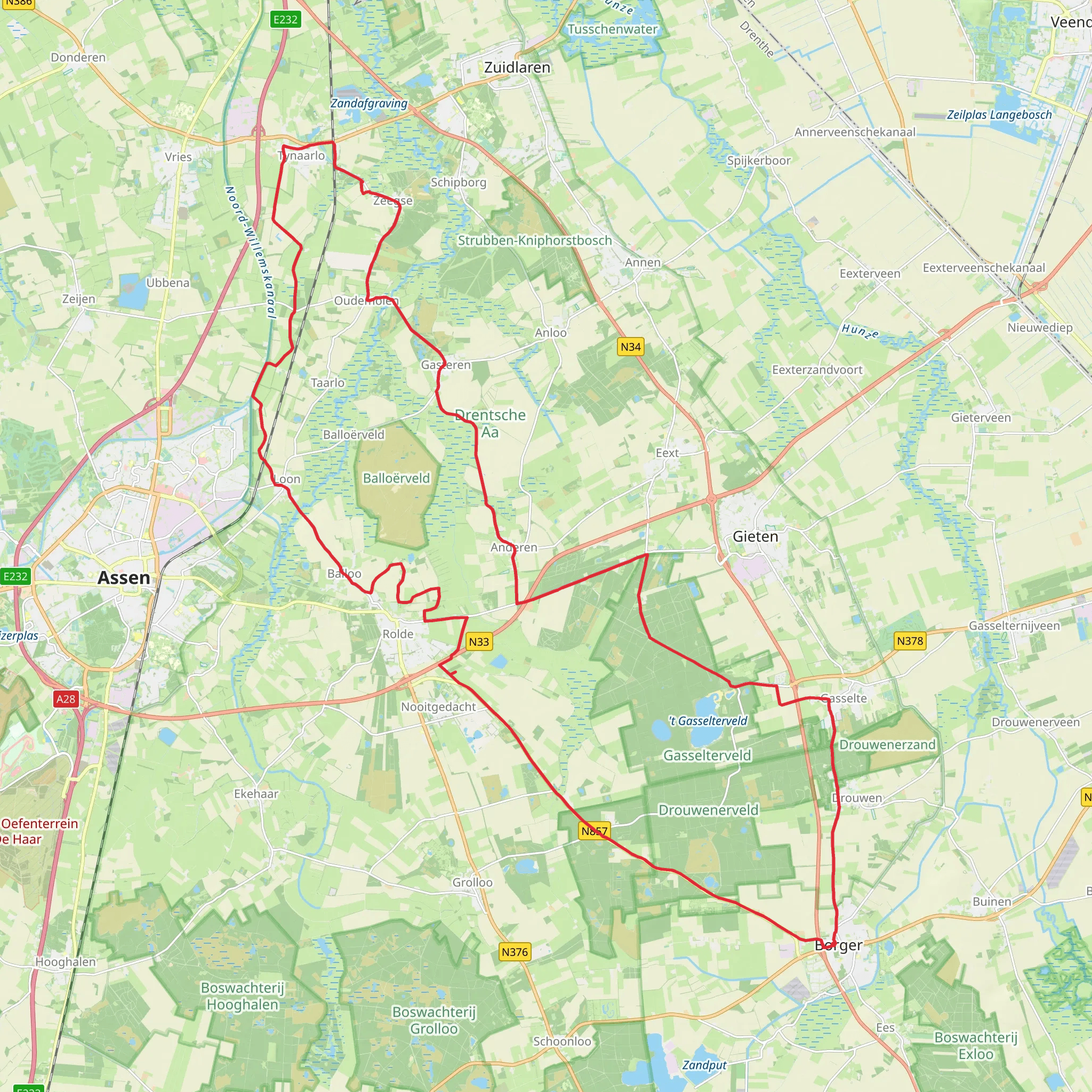 Jacob Trippad, Borgerweg and Gasselterstraat Loop mobile static map