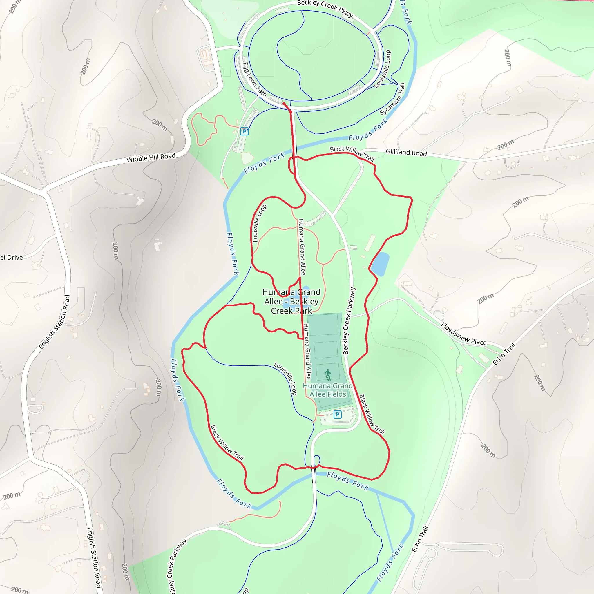 Black Willow Trail and Louisville Loop mobile static map