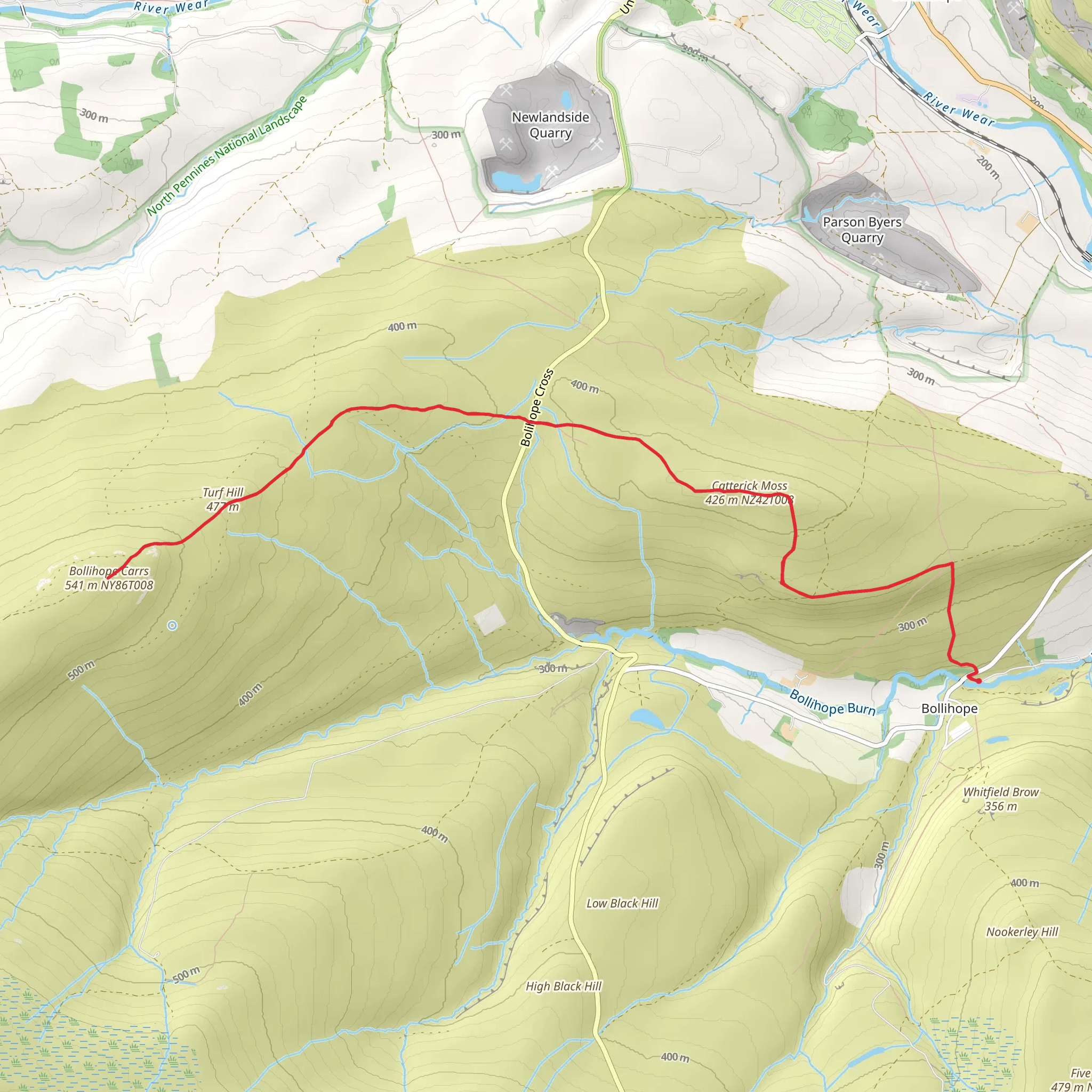 Bollihope Carrs County Durham mobile static map