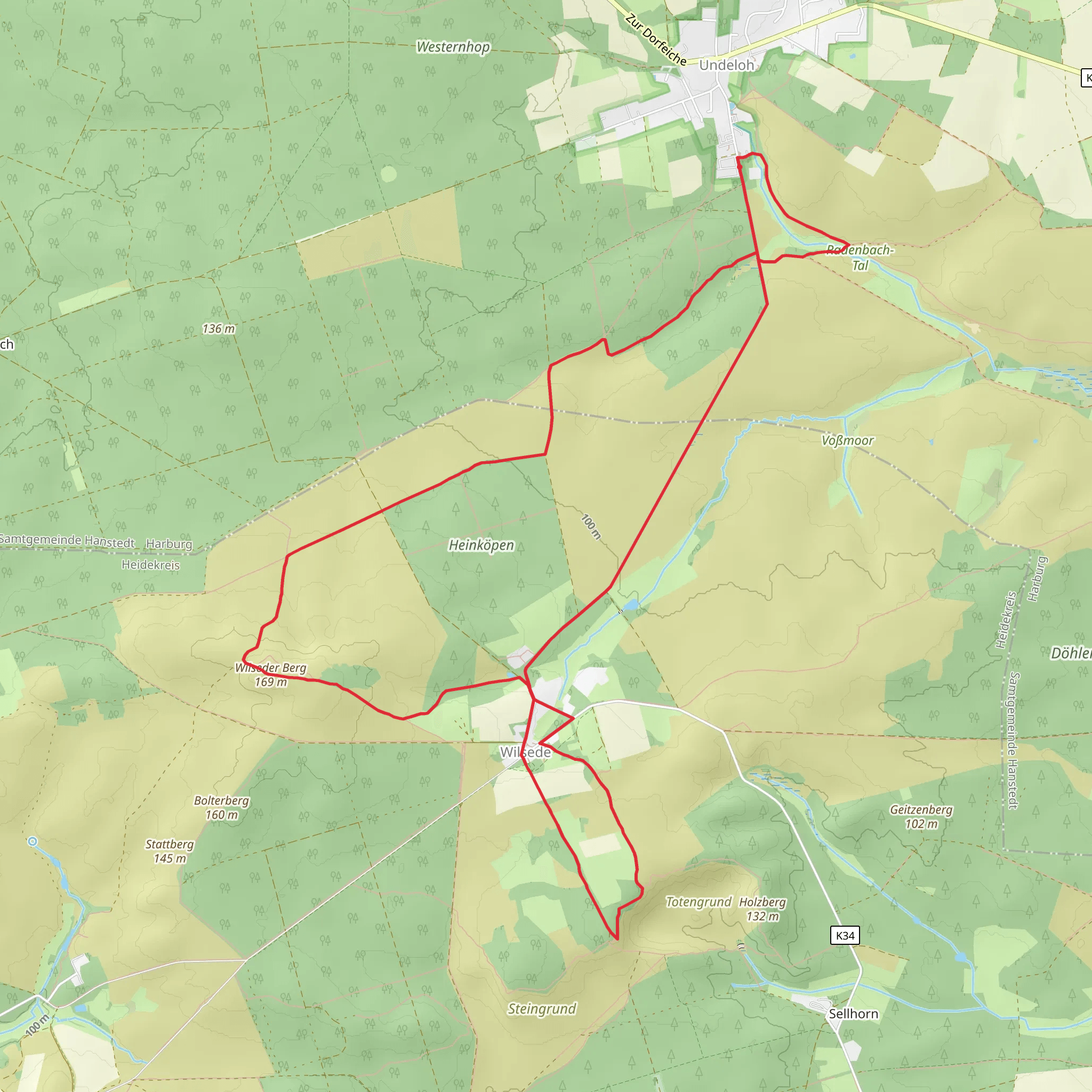 Wilseder Berg, Totengrund and Heide Erlebnis Zentrum Loop mobile static map