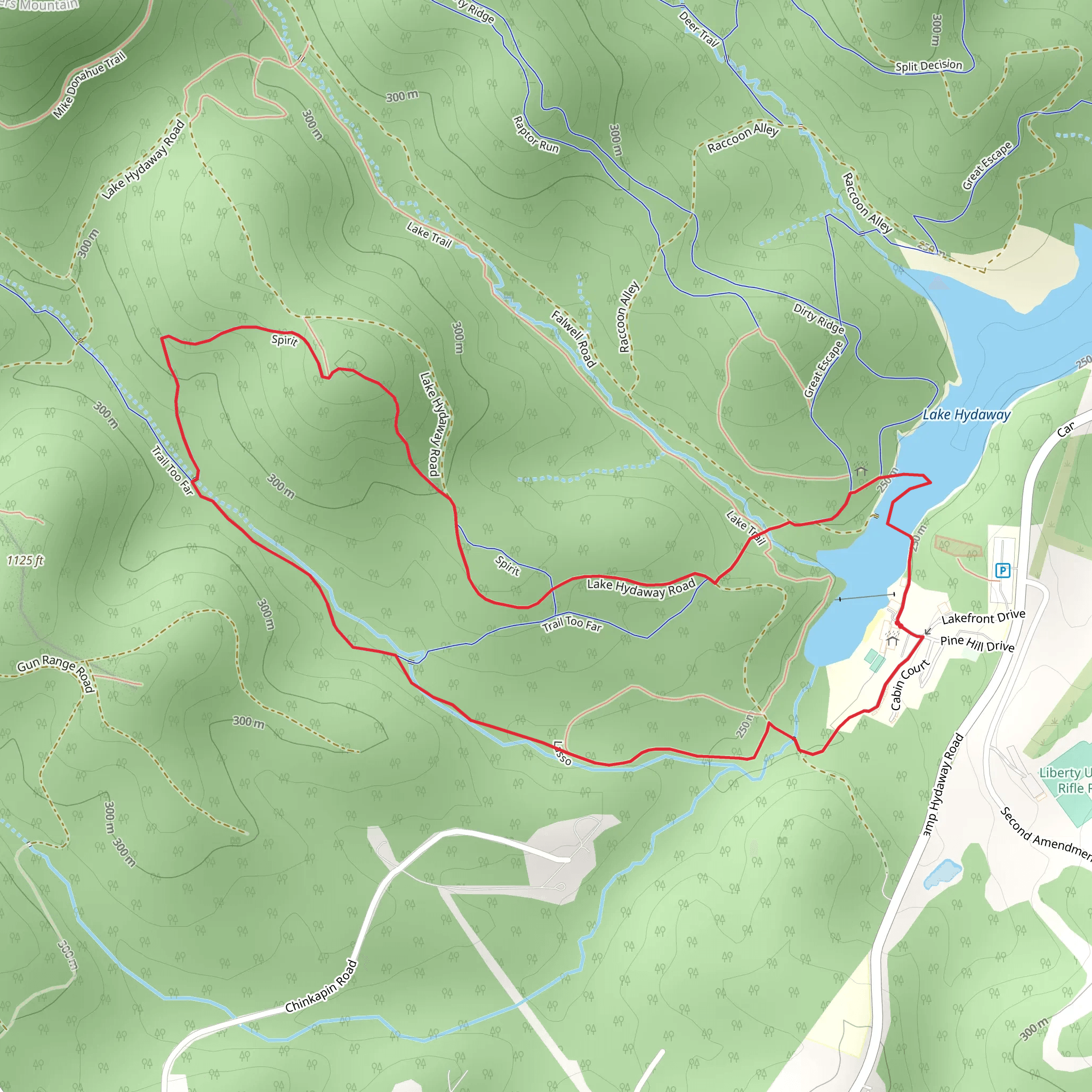 Trail Too Far, Spirit and Lake Hydaway Loop mobile static map
