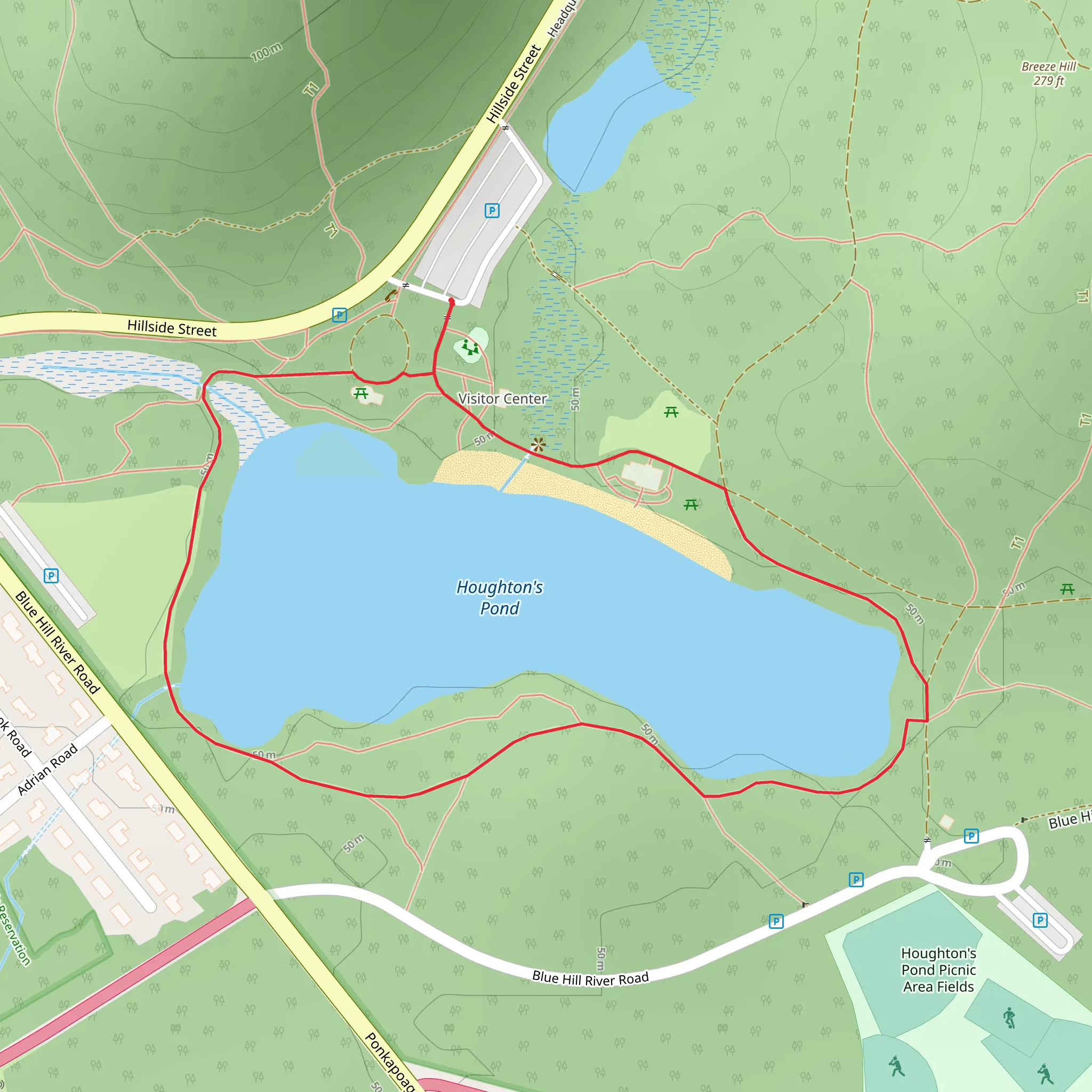 Houghton Pond Loop Trail mobile static map