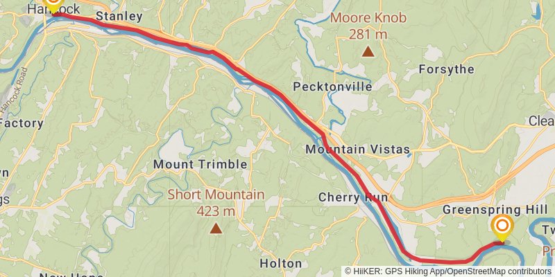 Chesapeake & Ohio Canal Trail stage 9 Map