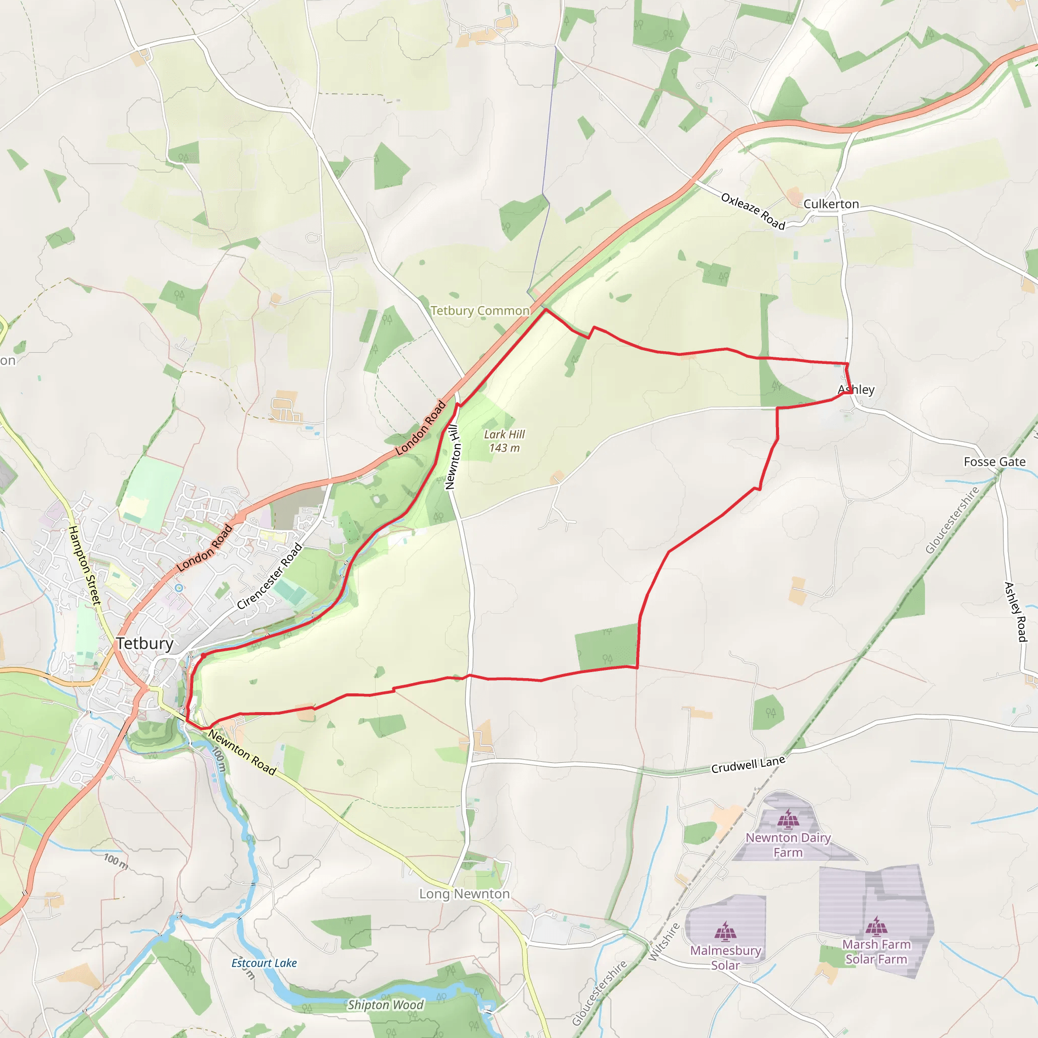 Tetbury Circular via Ashley mobile static map