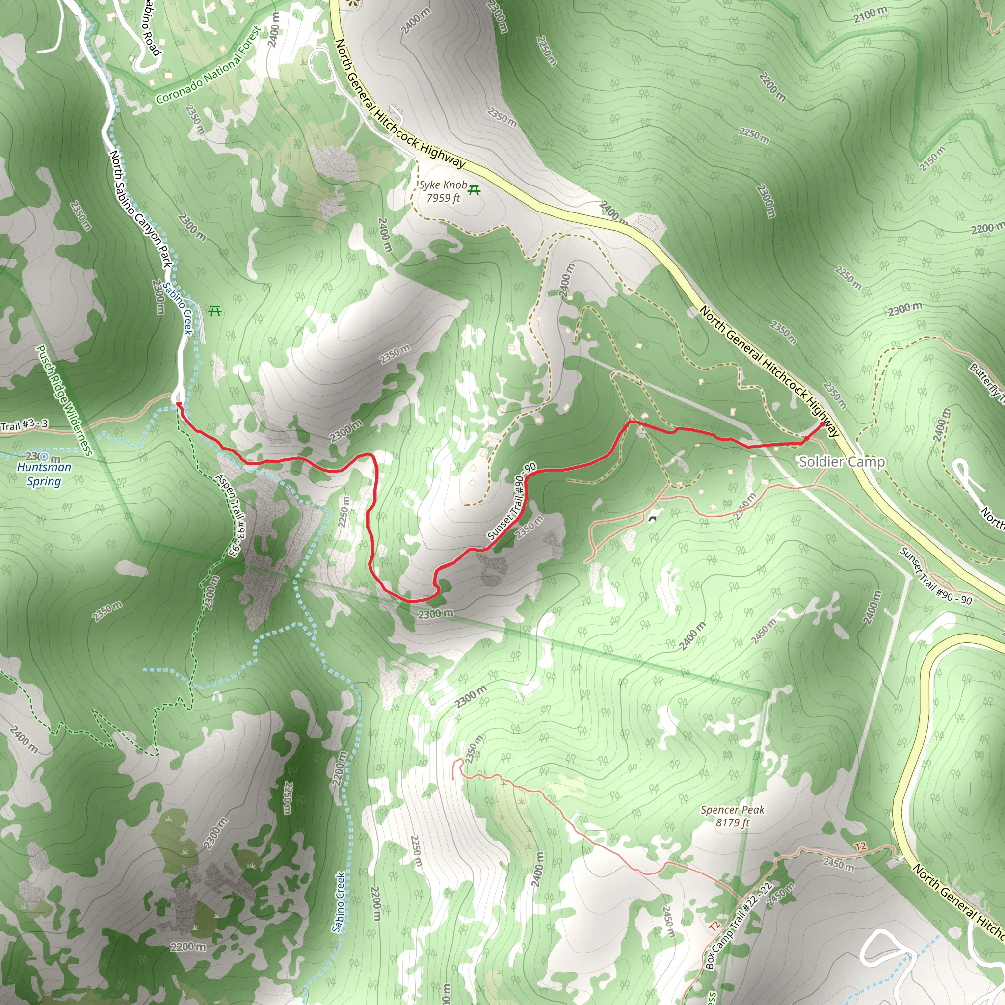 Marshall Gulch via Sunset Trail mobile static map