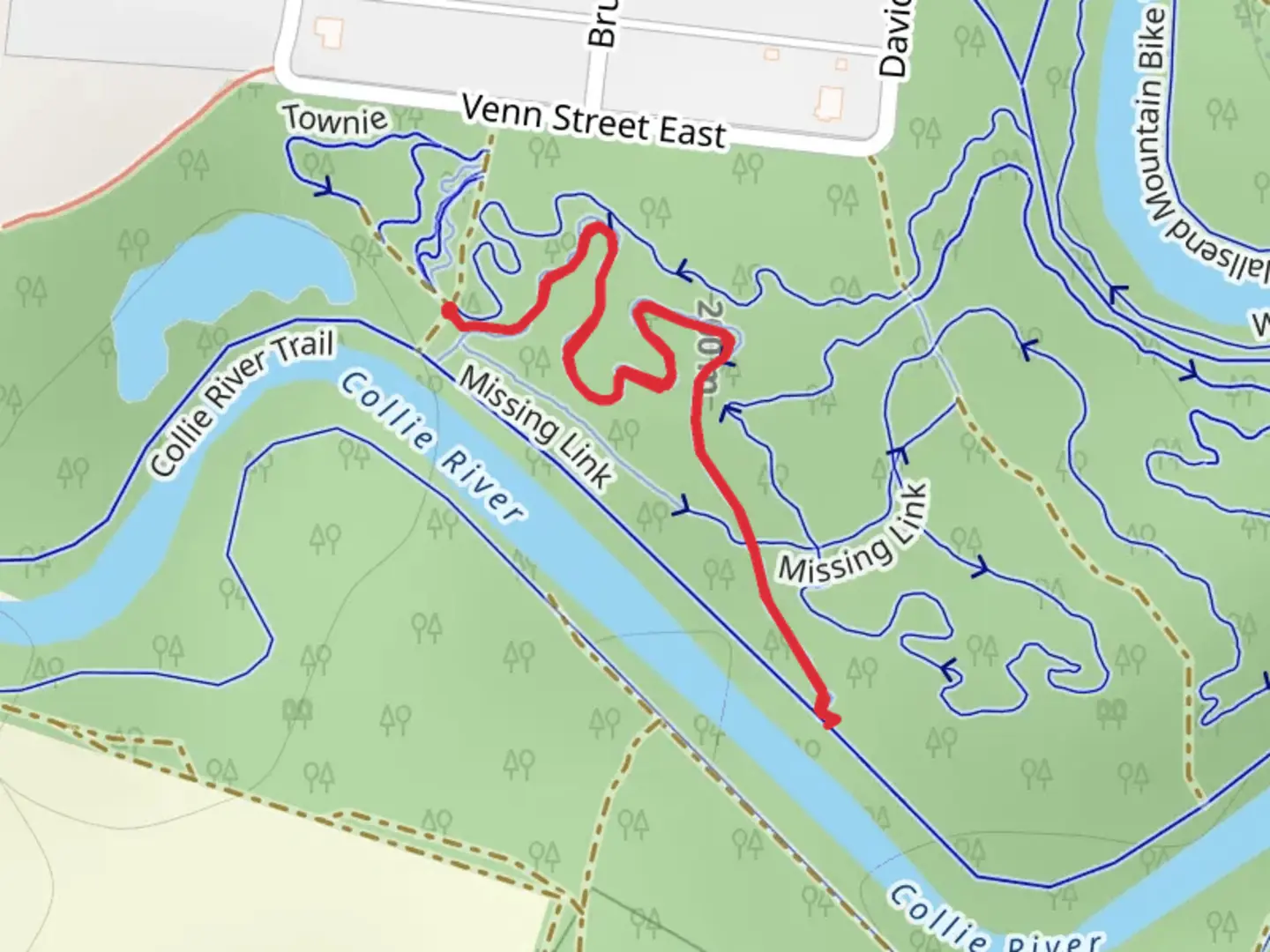 An image depicting the trail Marri Meander Walk and its surrounding area.