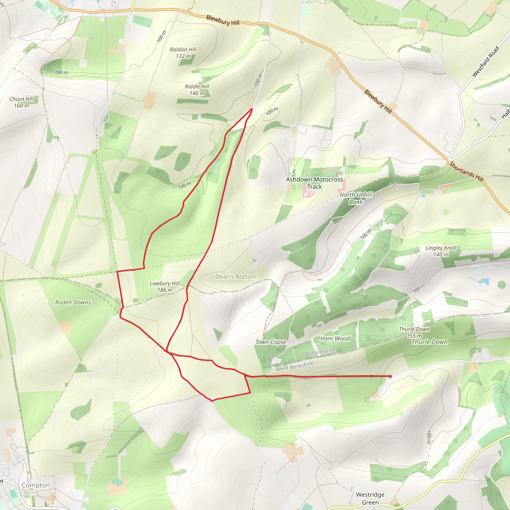 Lowbury Hill and Langdon Hill Loop mobile static map