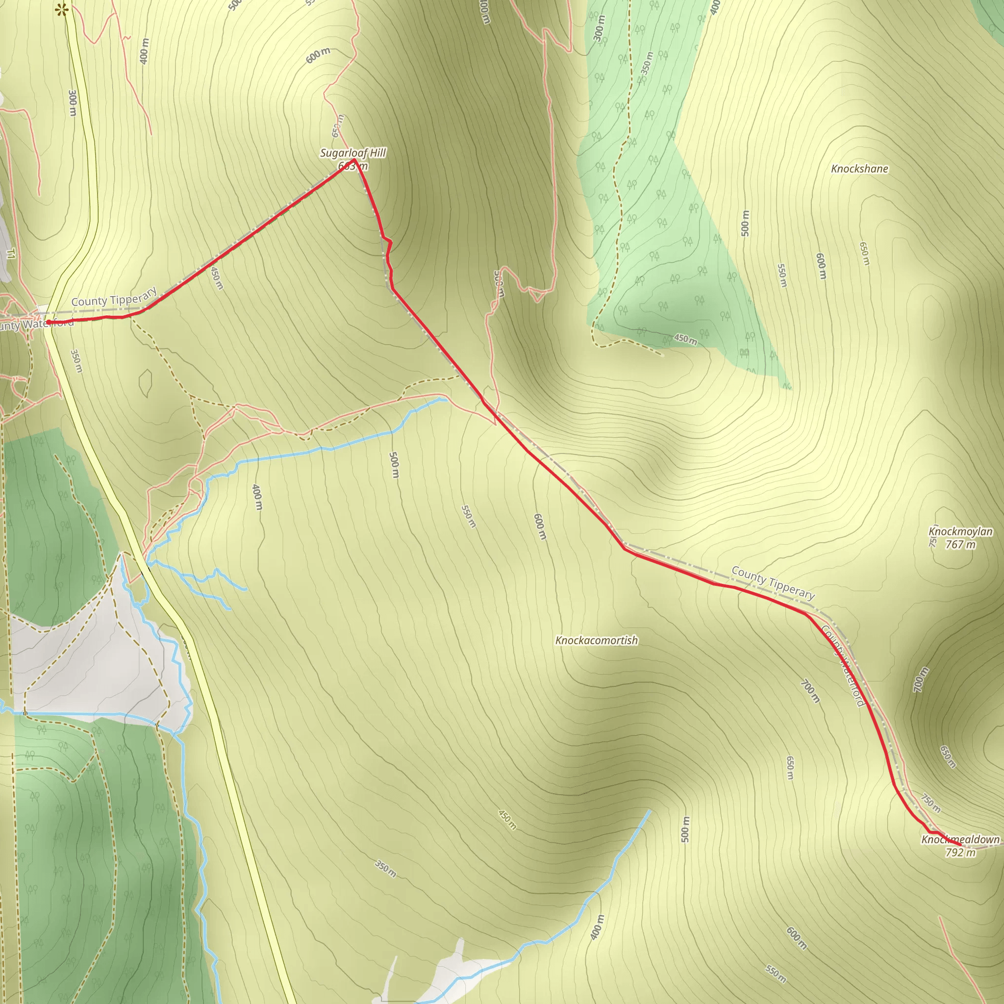 Knockmealdown via Sugarloaf Hill mobile static map