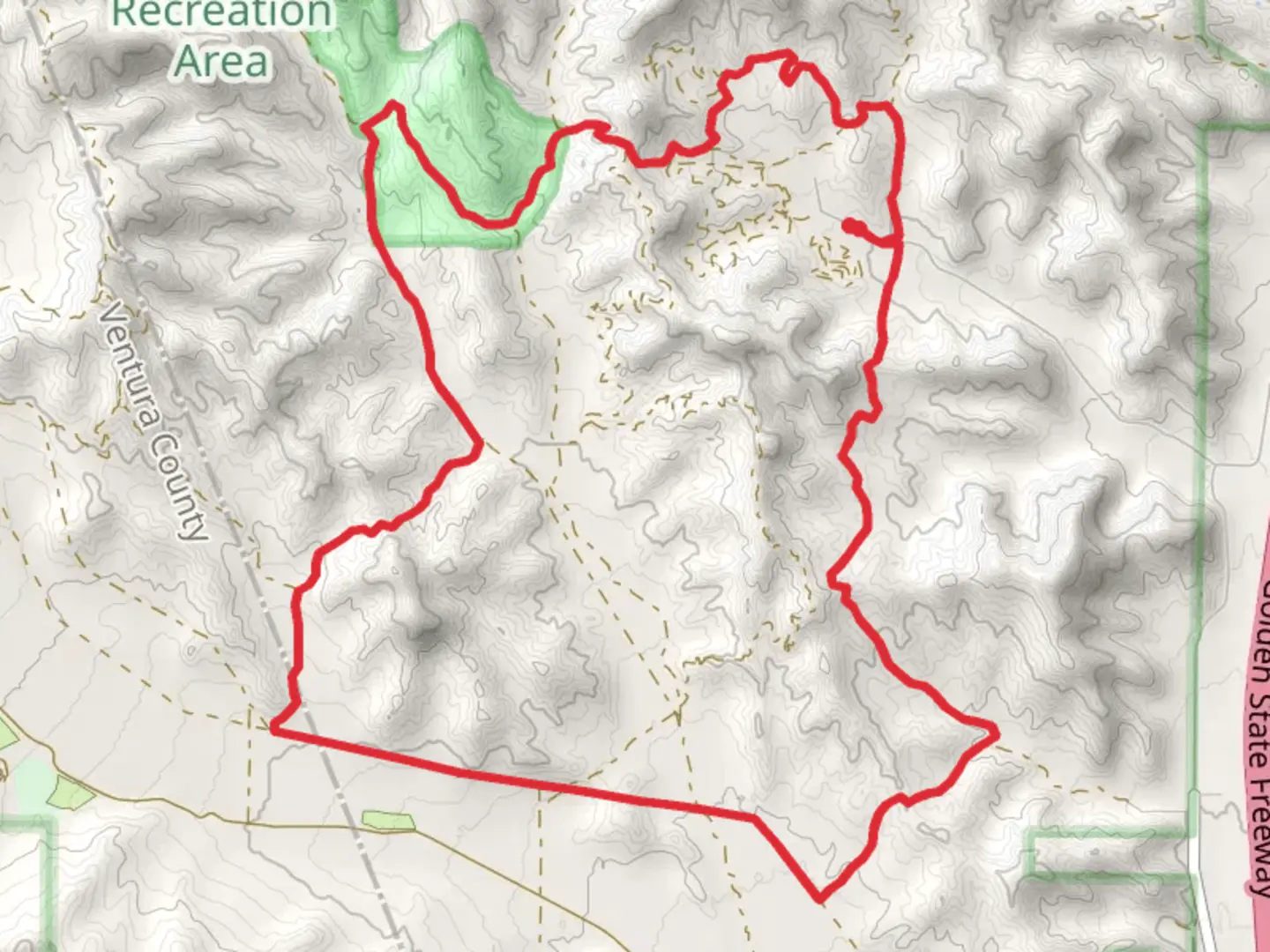 An image depicting the trail Freeman Canyon Cultural Preserve Loop and its surrounding area.