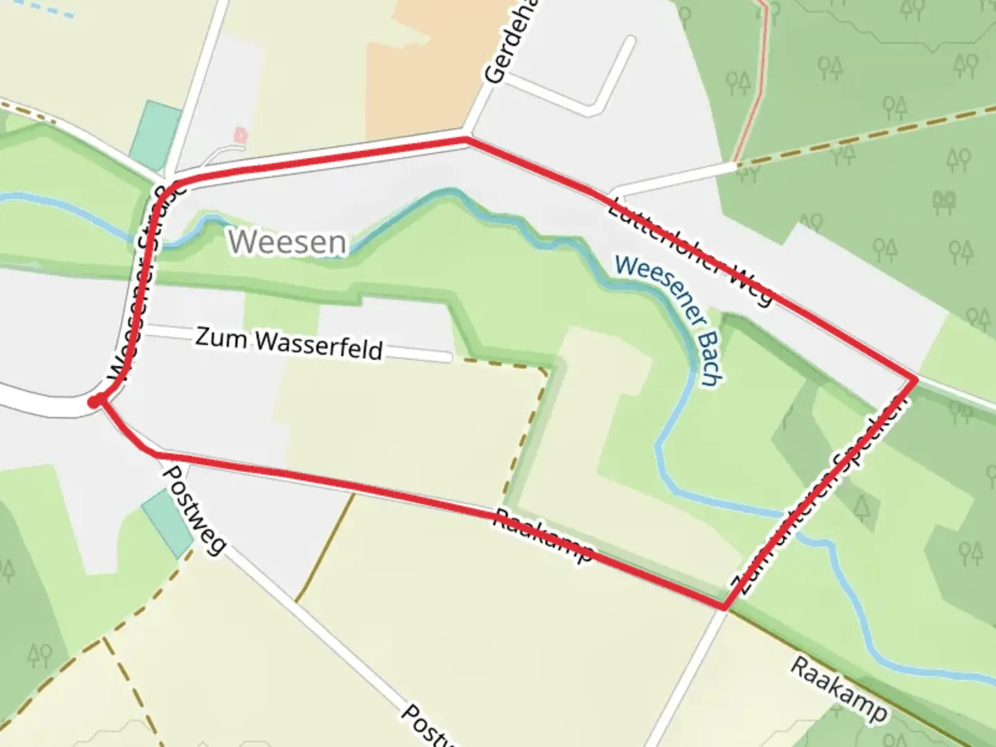 An image depicting the trail Raakamper Weg and Lutterloher Weg Loop and its surrounding area.