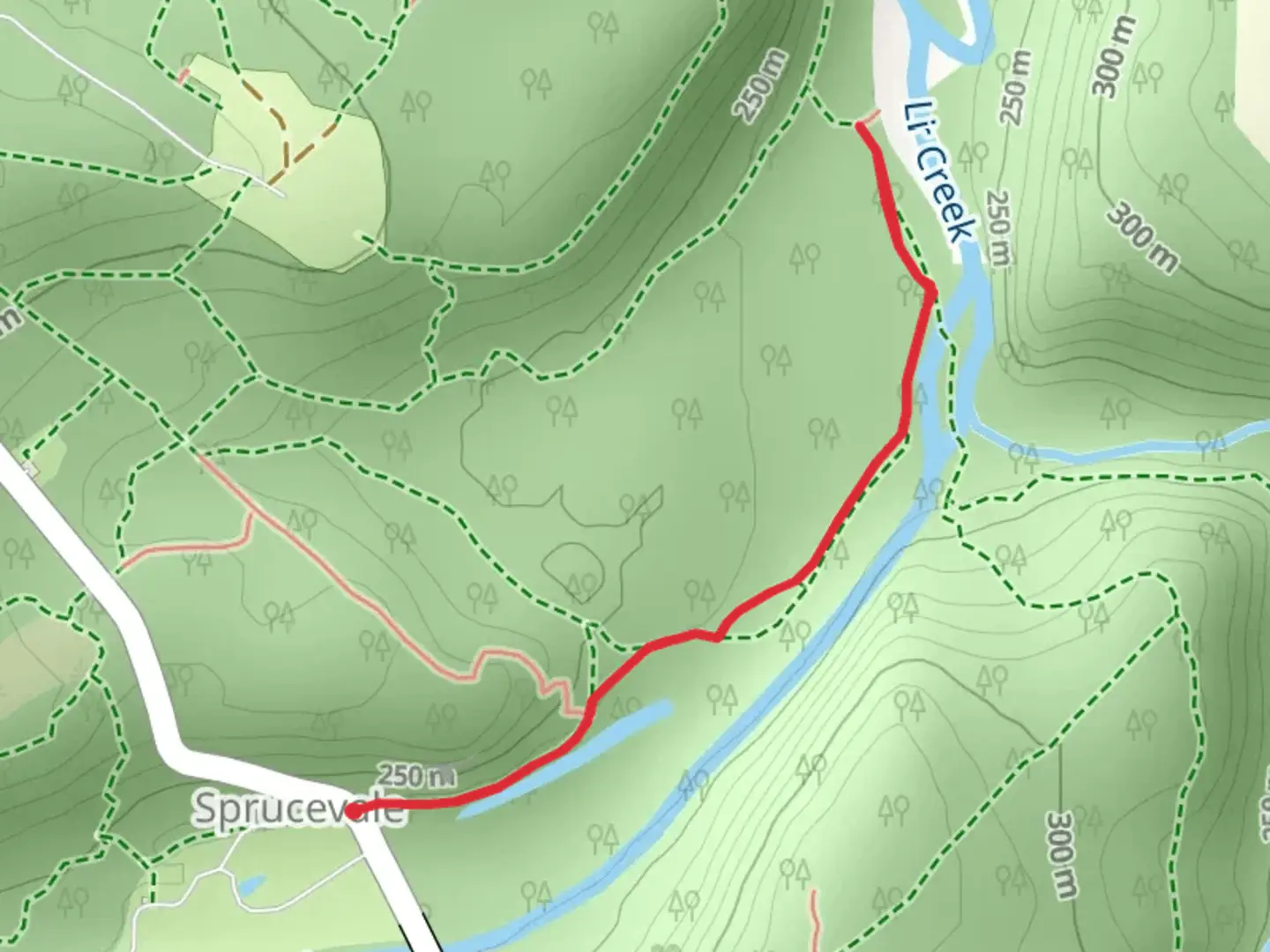 An image depicting the trail Horse Trail - Yellow and Blue and its surrounding area.