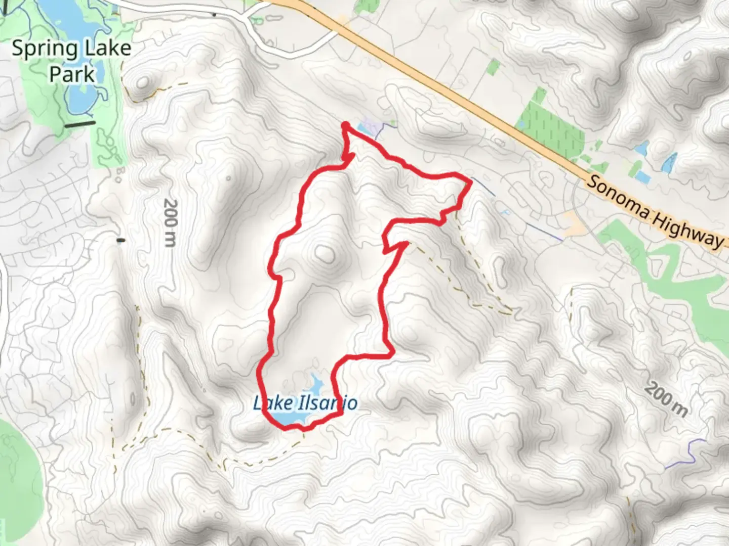 An image depicting the trail Lake Ilsanjo Loop and its surrounding area.