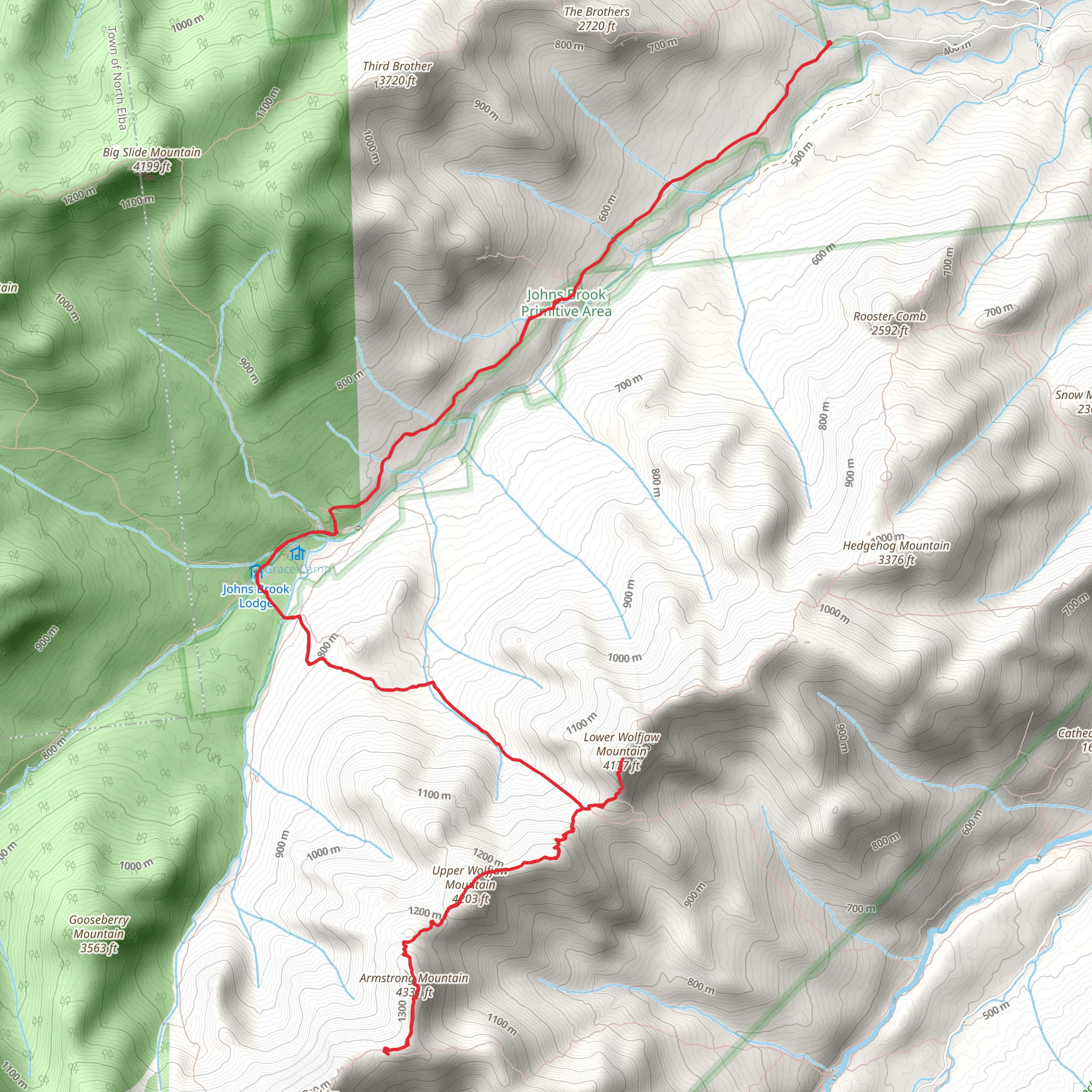 Lower Waofjaw Mountain and Armstrong Mountain from Interbrook Road mobile static map