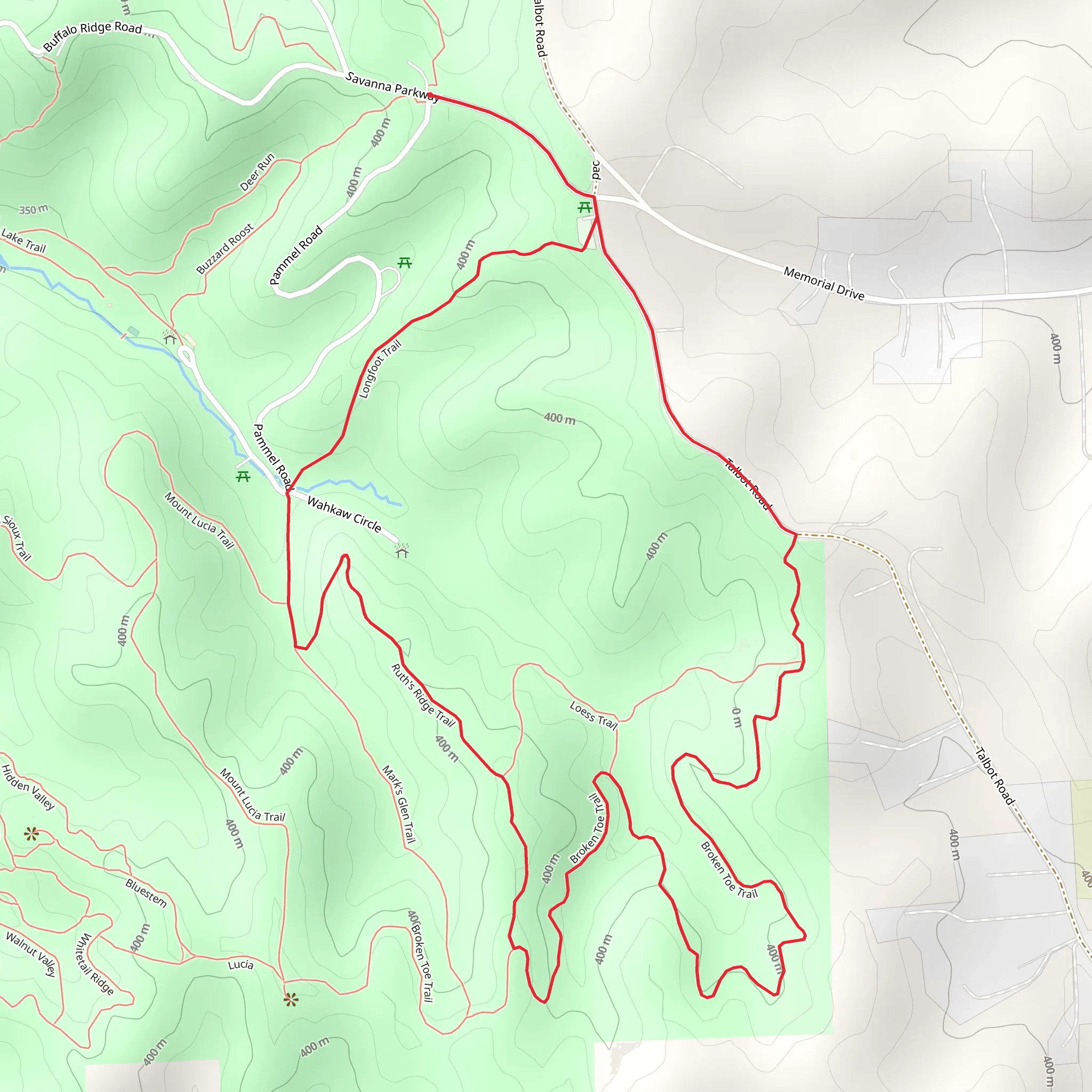Broken Toe, Ruth's Ridge and Longfoot Loop Trail mobile static map
