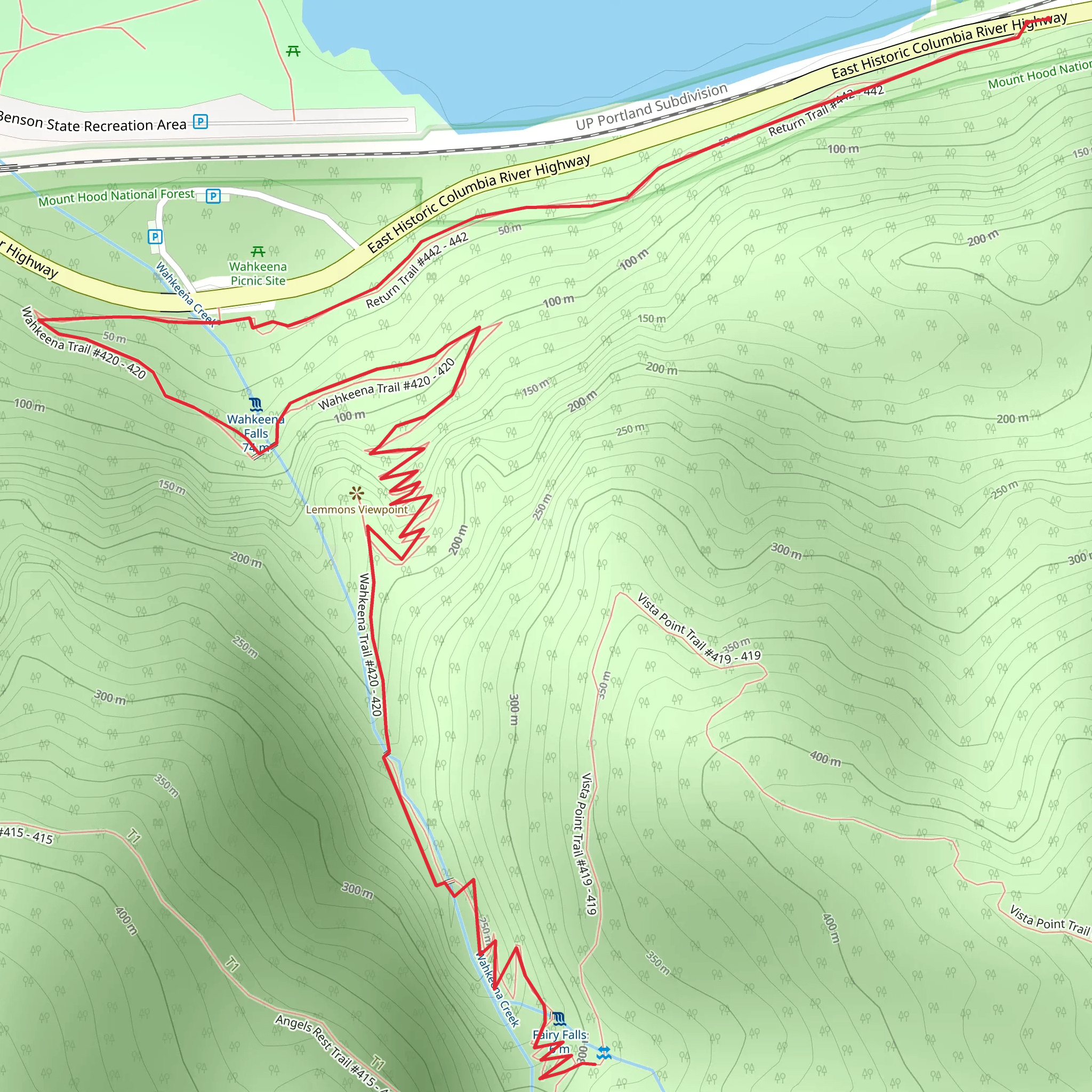 Wahkeena Falls via Return Trail mobile static map
