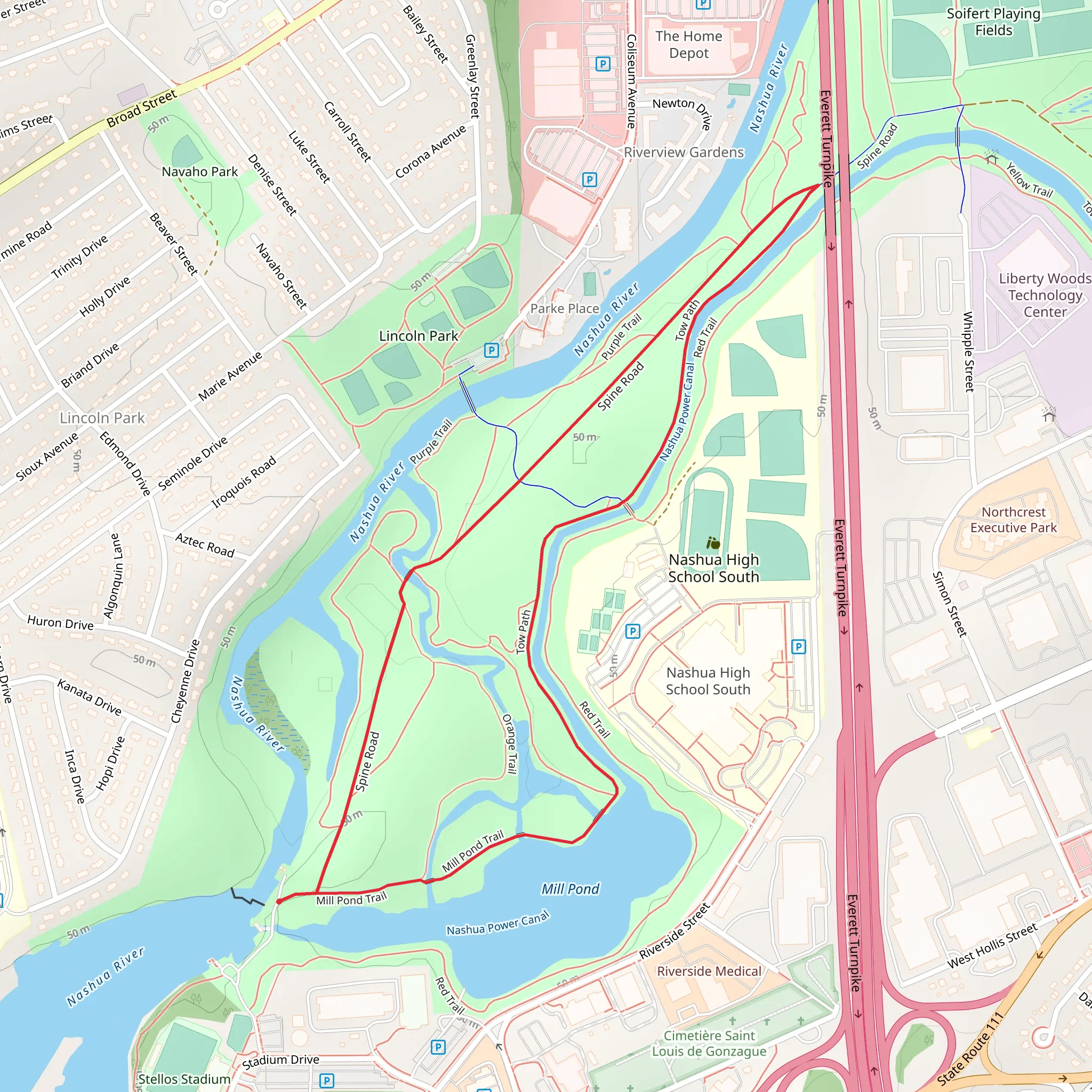 Nashua River Loop via Mill Pond Trail mobile static map