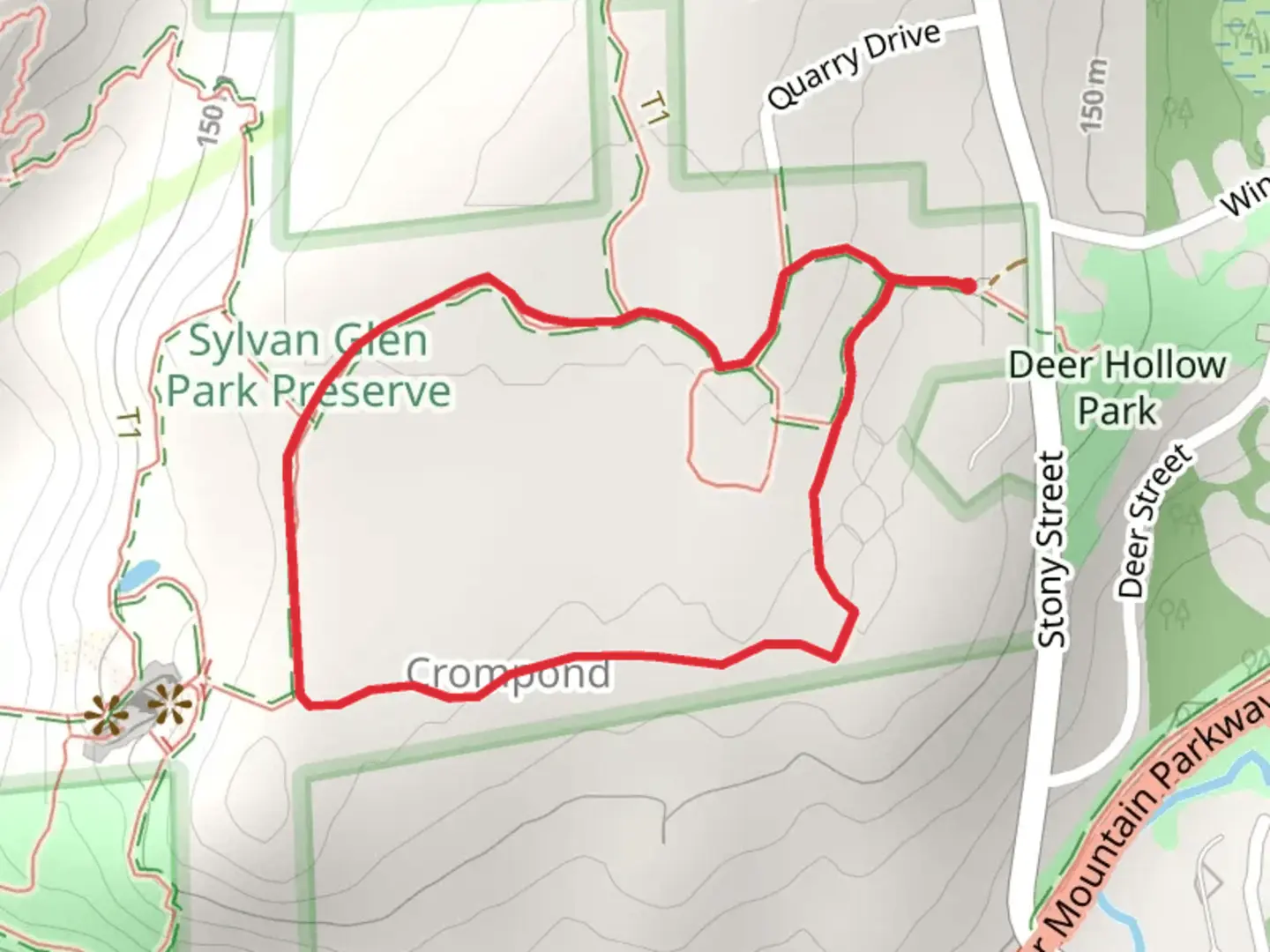 An image depicting the trail Crompond Loop Trail and its surrounding area.