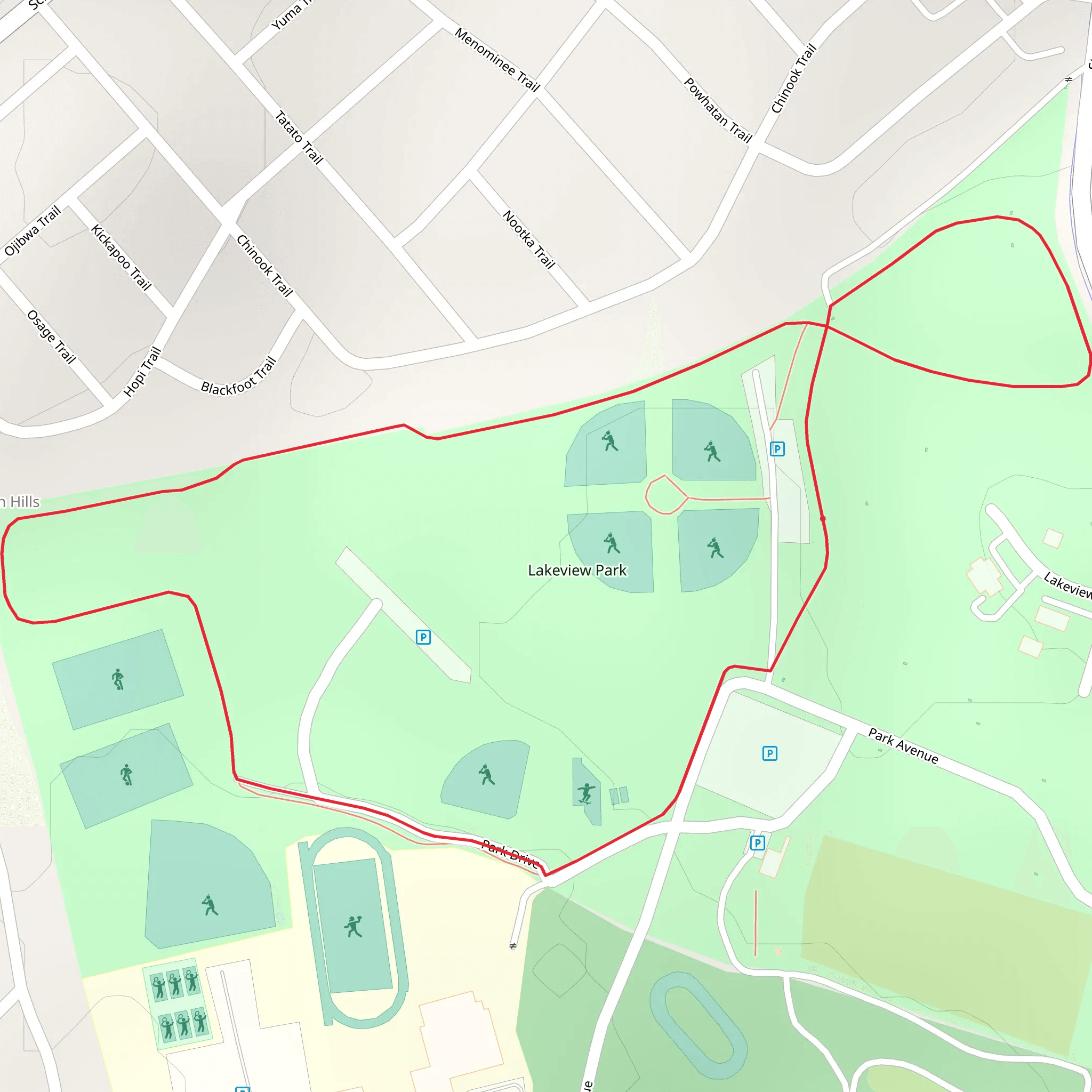 Lakeview Park Loop mobile static map