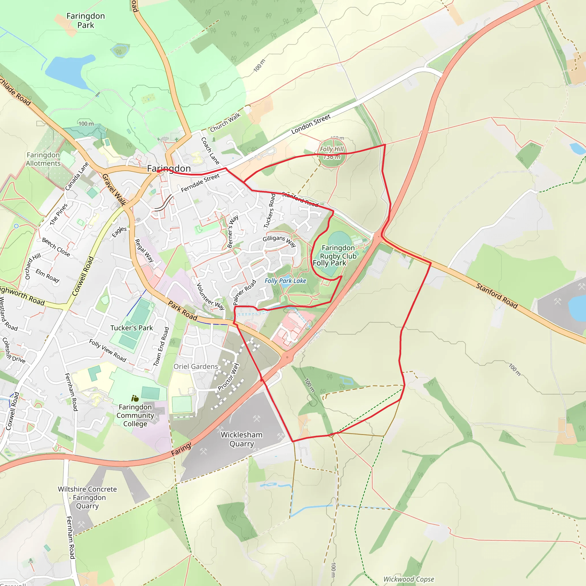 Faringdon - Wicklesham - The Folly and Folly Park mobile static map