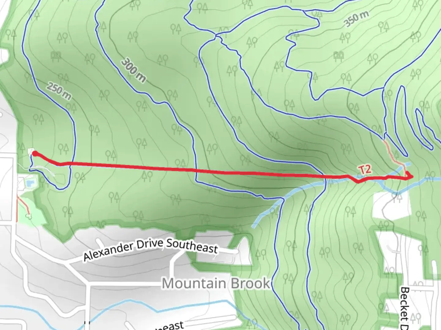 An image depicting the trail Waterline Trail and its surrounding area.