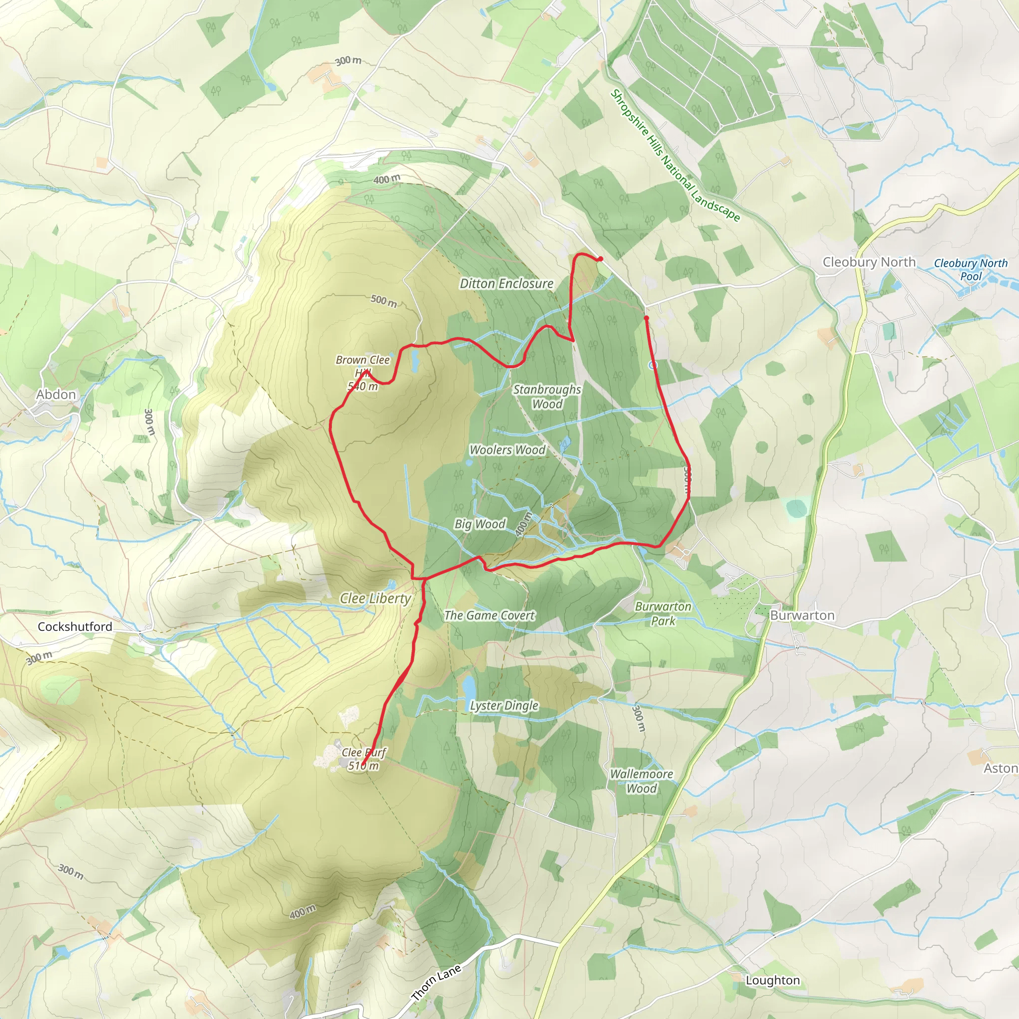 The Clee Hills from near Cleobury North mobile static map