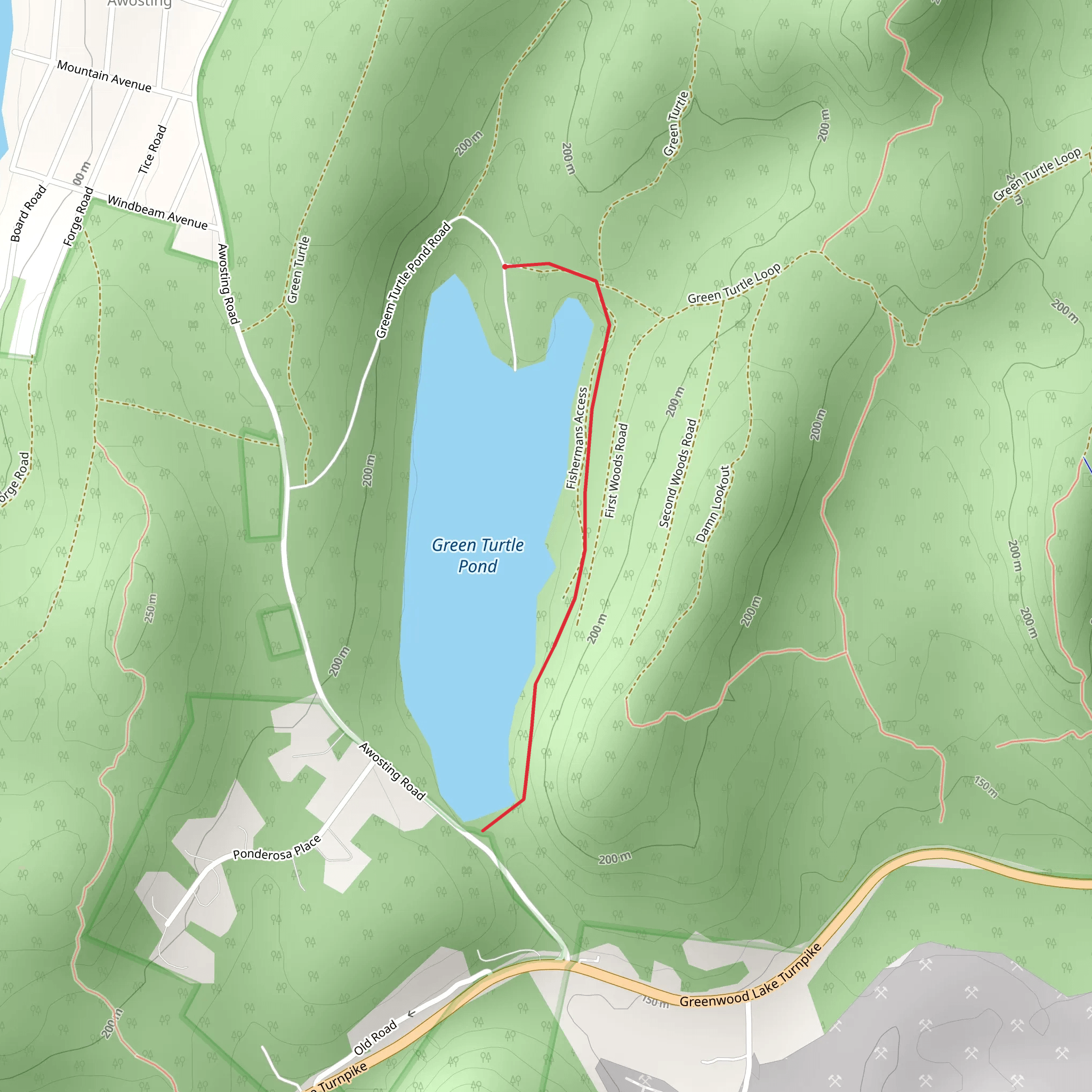 Green Turtle Pond East Shore Walk mobile static map