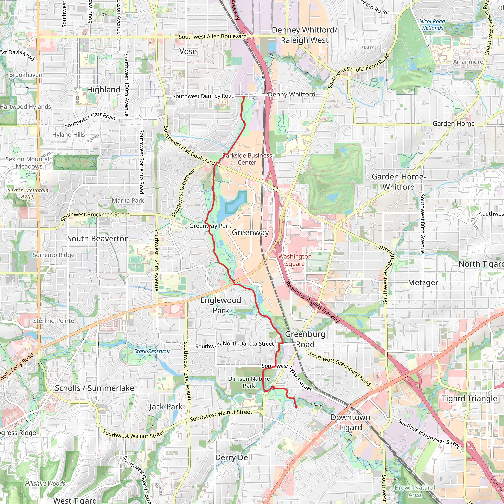 Fanno Creek Trail Out and back mobile static map