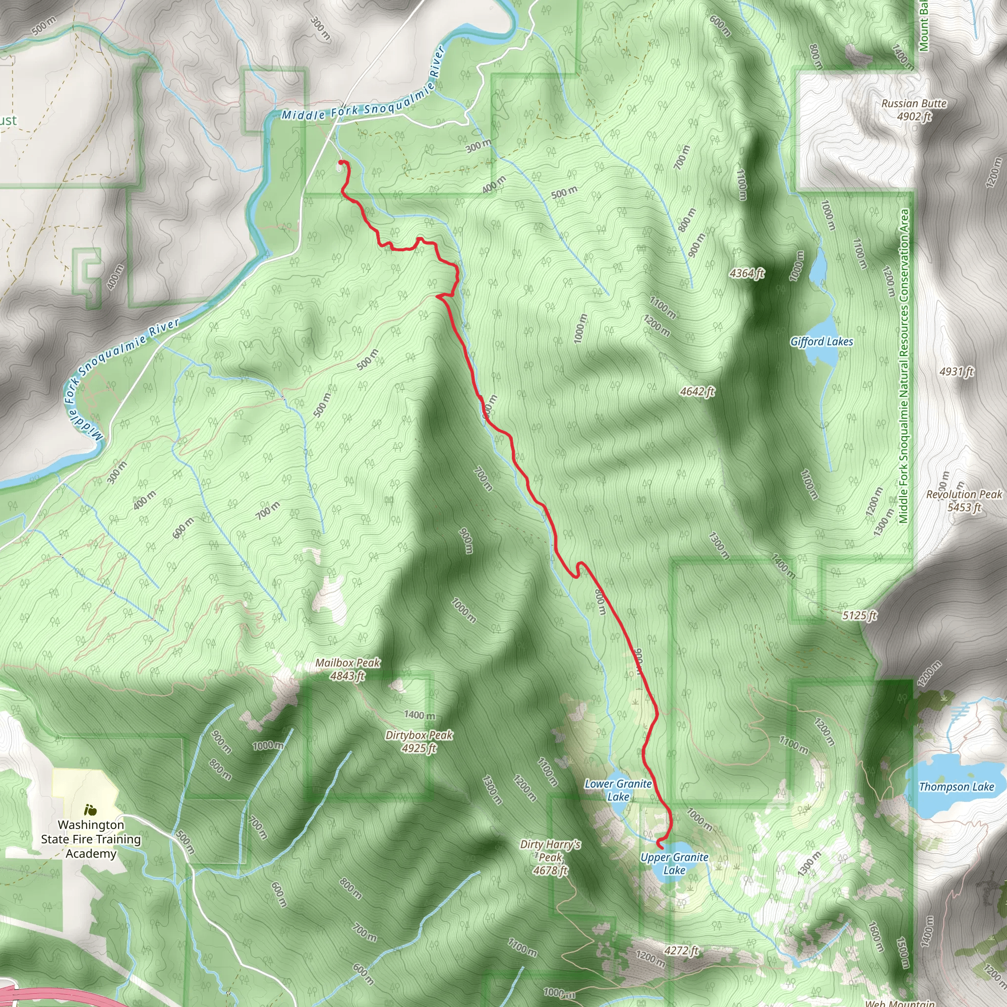 Upper Granite Lake via Granite Creek Trail mobile static map