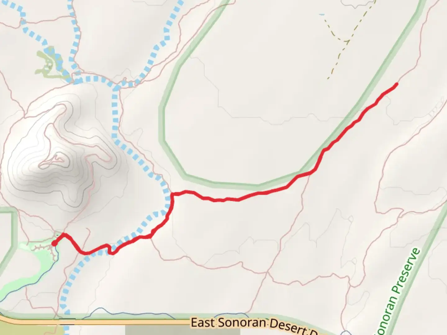 An image depicting the trail Apache Wash and Esplanade Trail and its surrounding area.