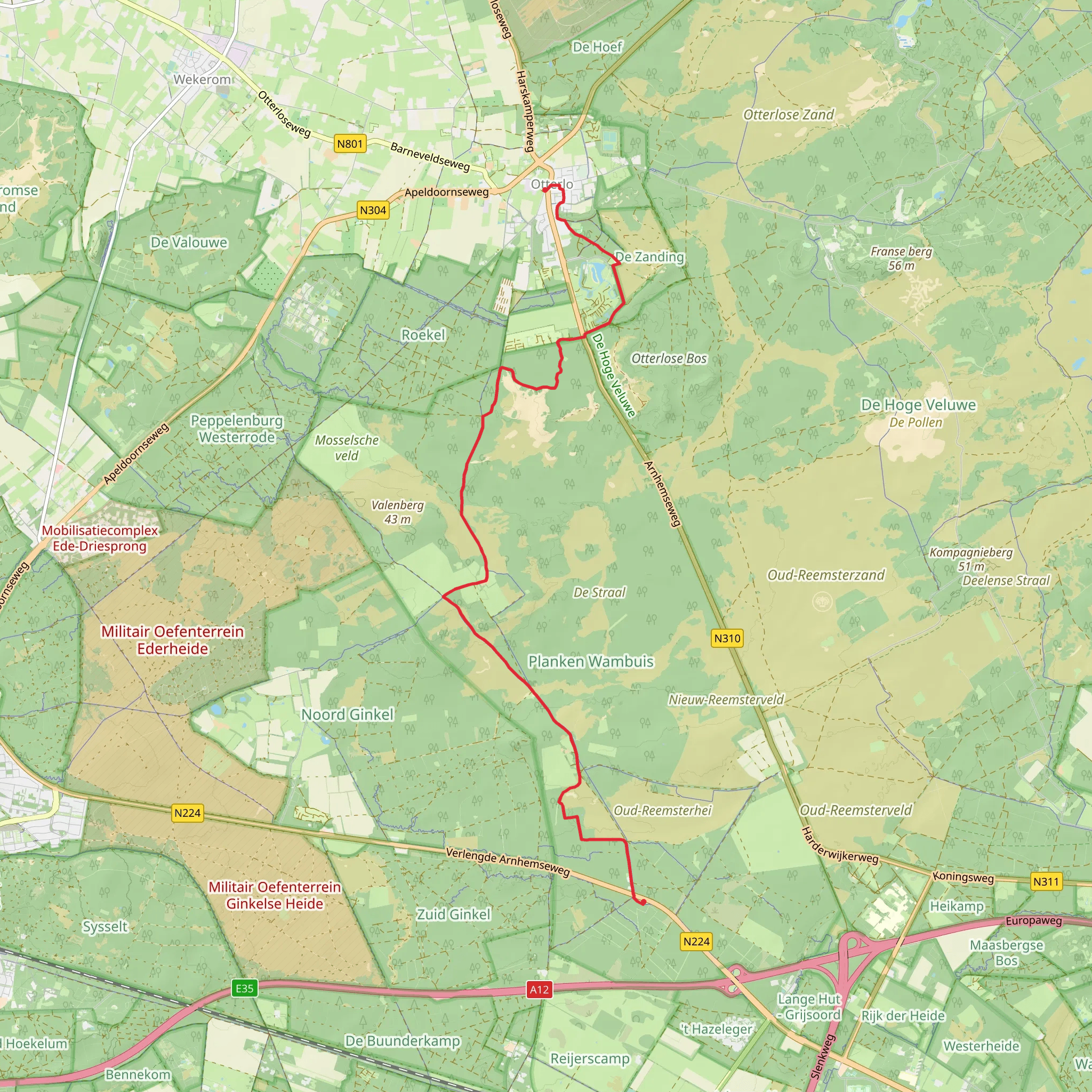 De Zanding, Otterlose Buurtbos and Oud Reemsterhei mobile static map