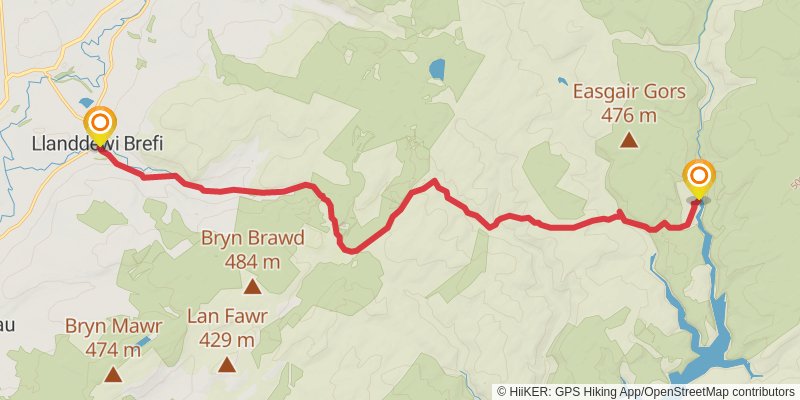 Hostels Walk in Ceredigion stage 2 Map