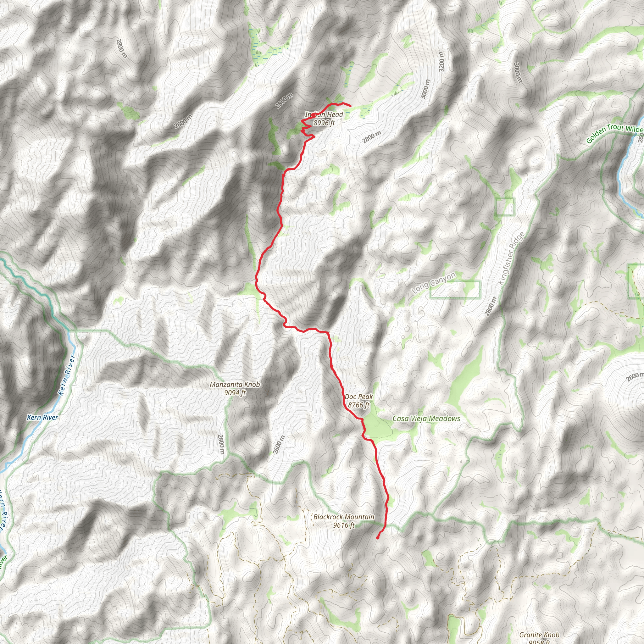 Jordan Hot Springs to Red Rock Meadow via Casa Vieja Trail mobile static map
