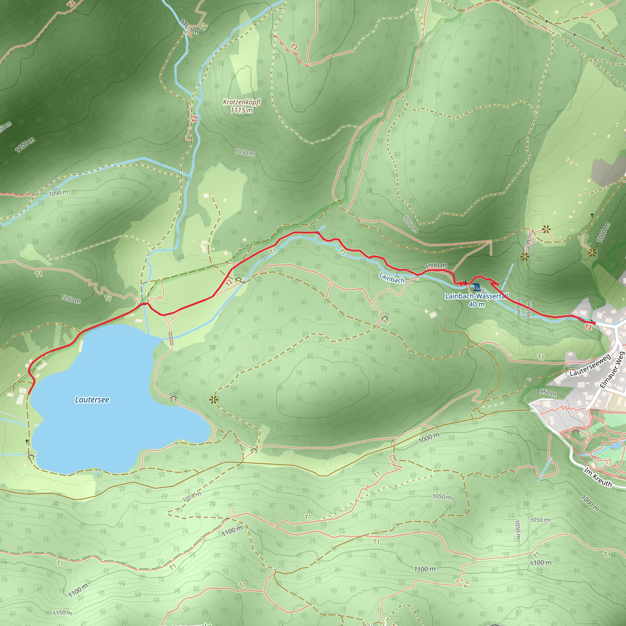 Lainbach-Wasserfall and Lautersee Walk mobile static map