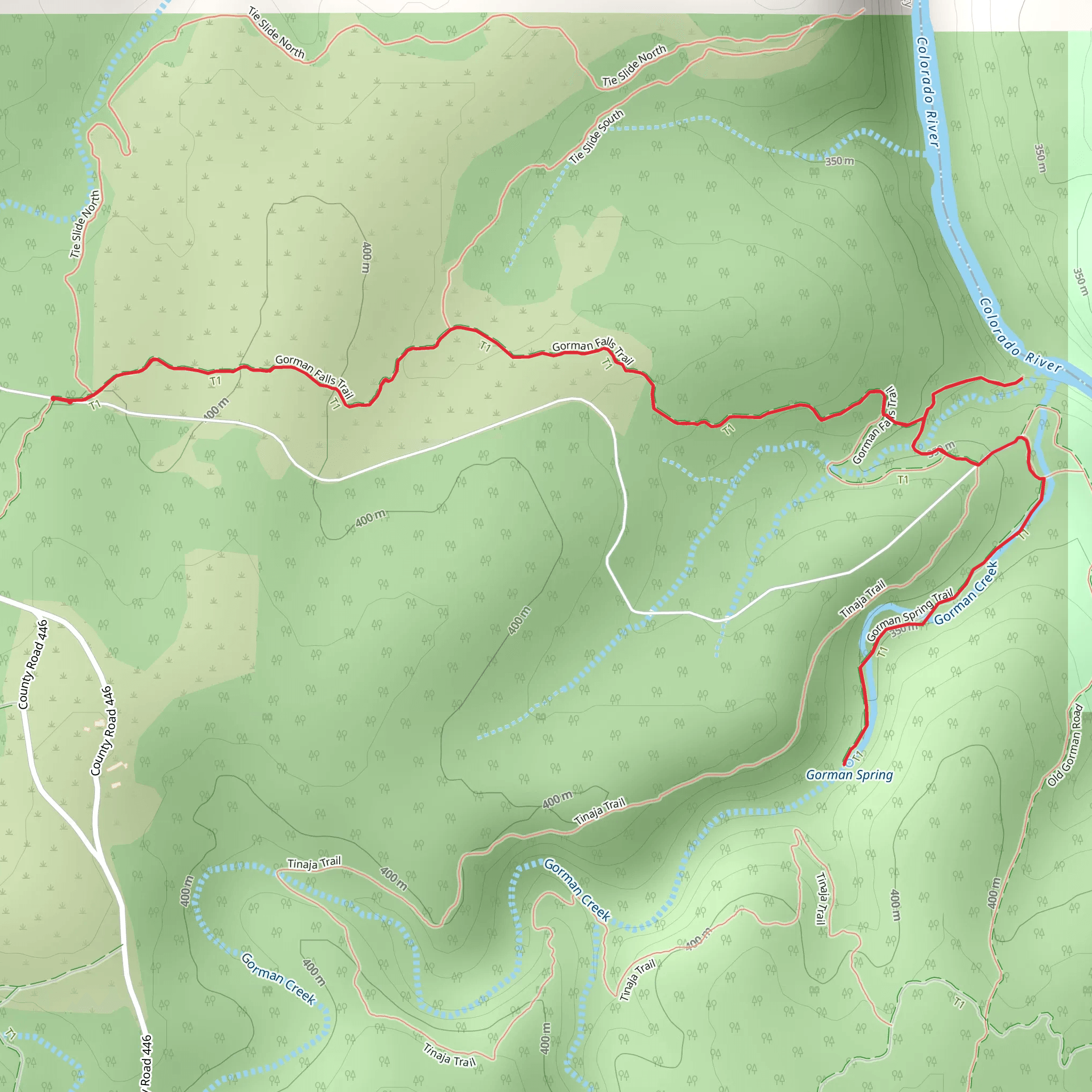 Gorman Falls and Spring Trail mobile static map