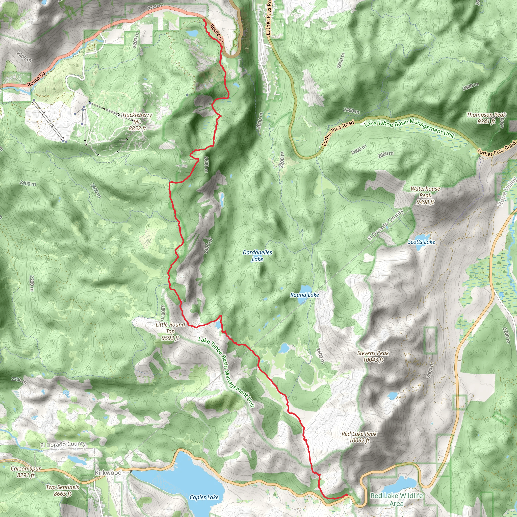 Red Lake to Lake Audrian via PCT mobile static map