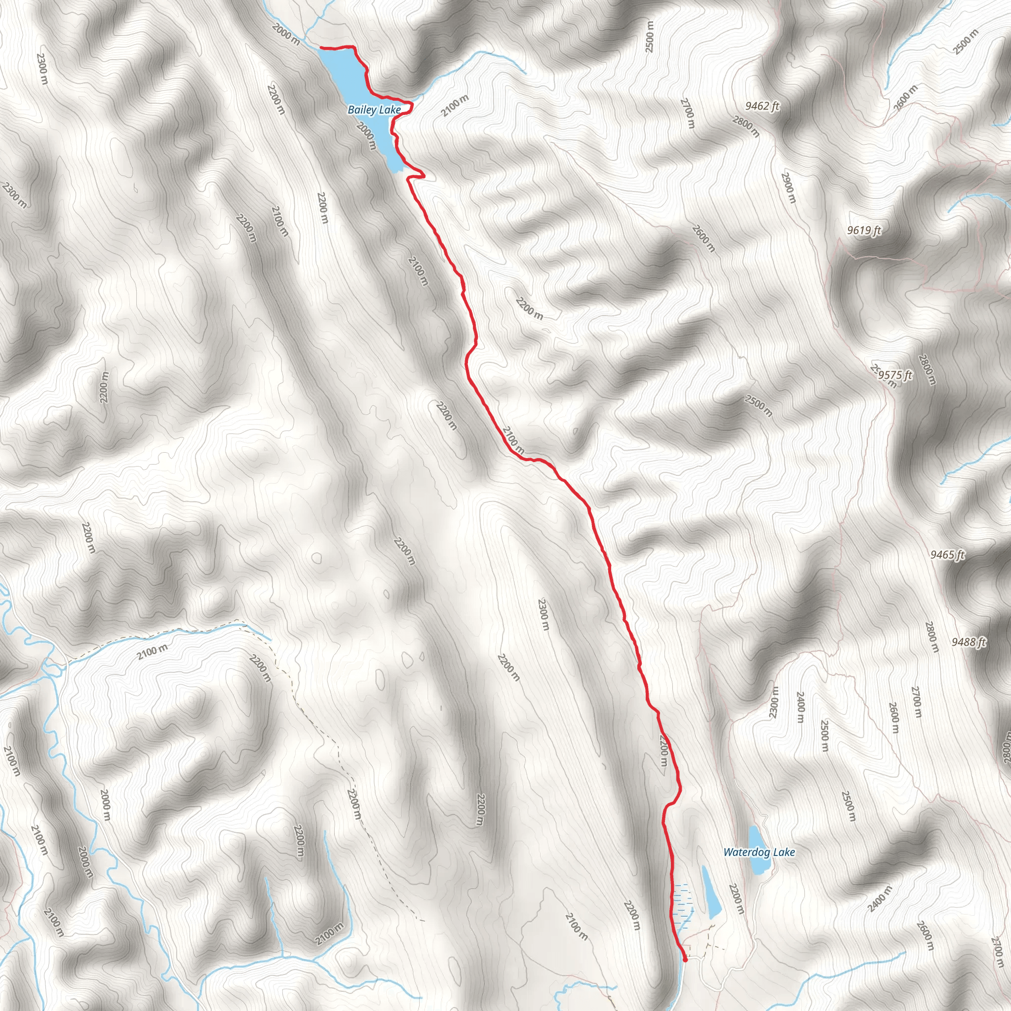 Bailey Lake via Bailey Creek Trail mobile static map