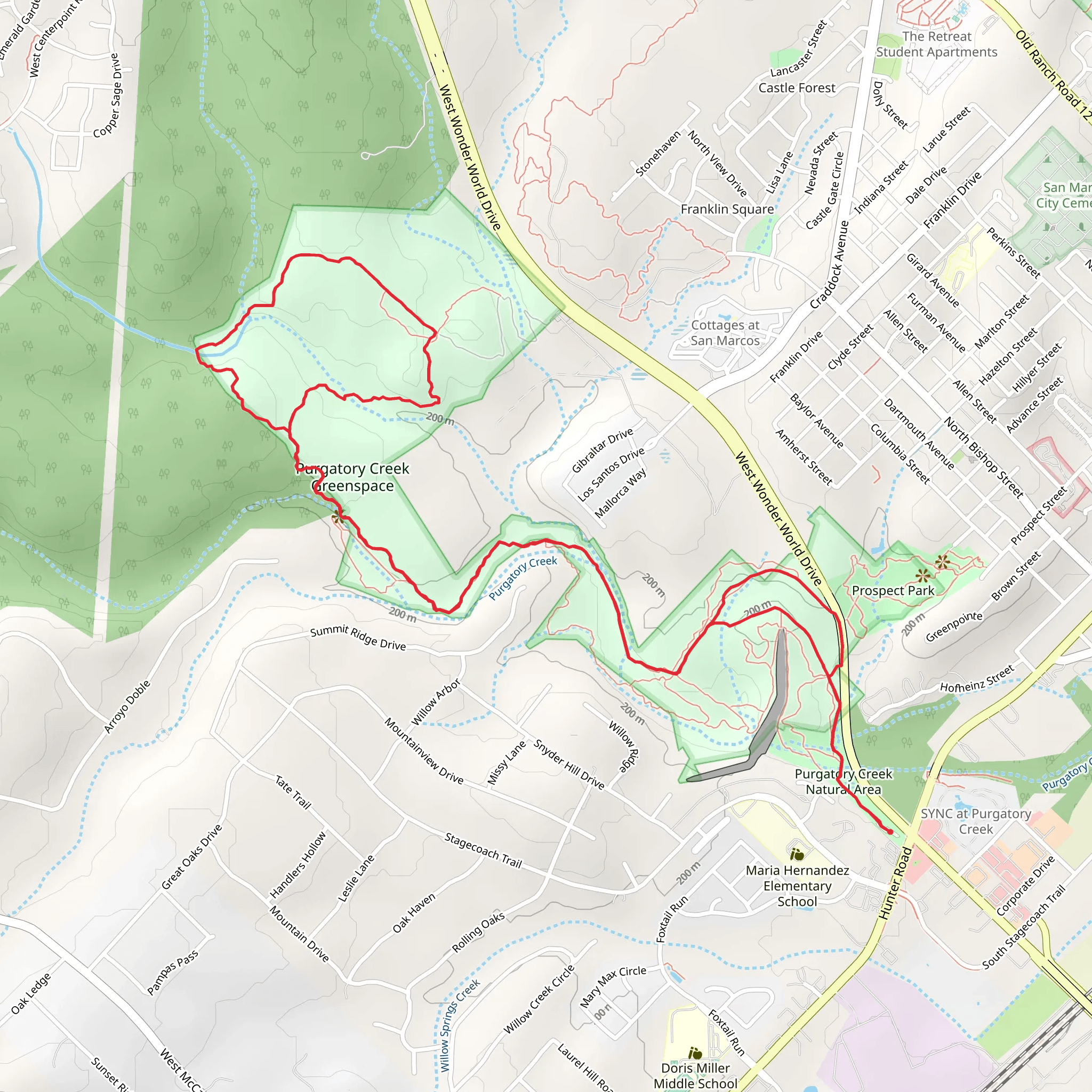 Purgatory Creek Loop mobile static map