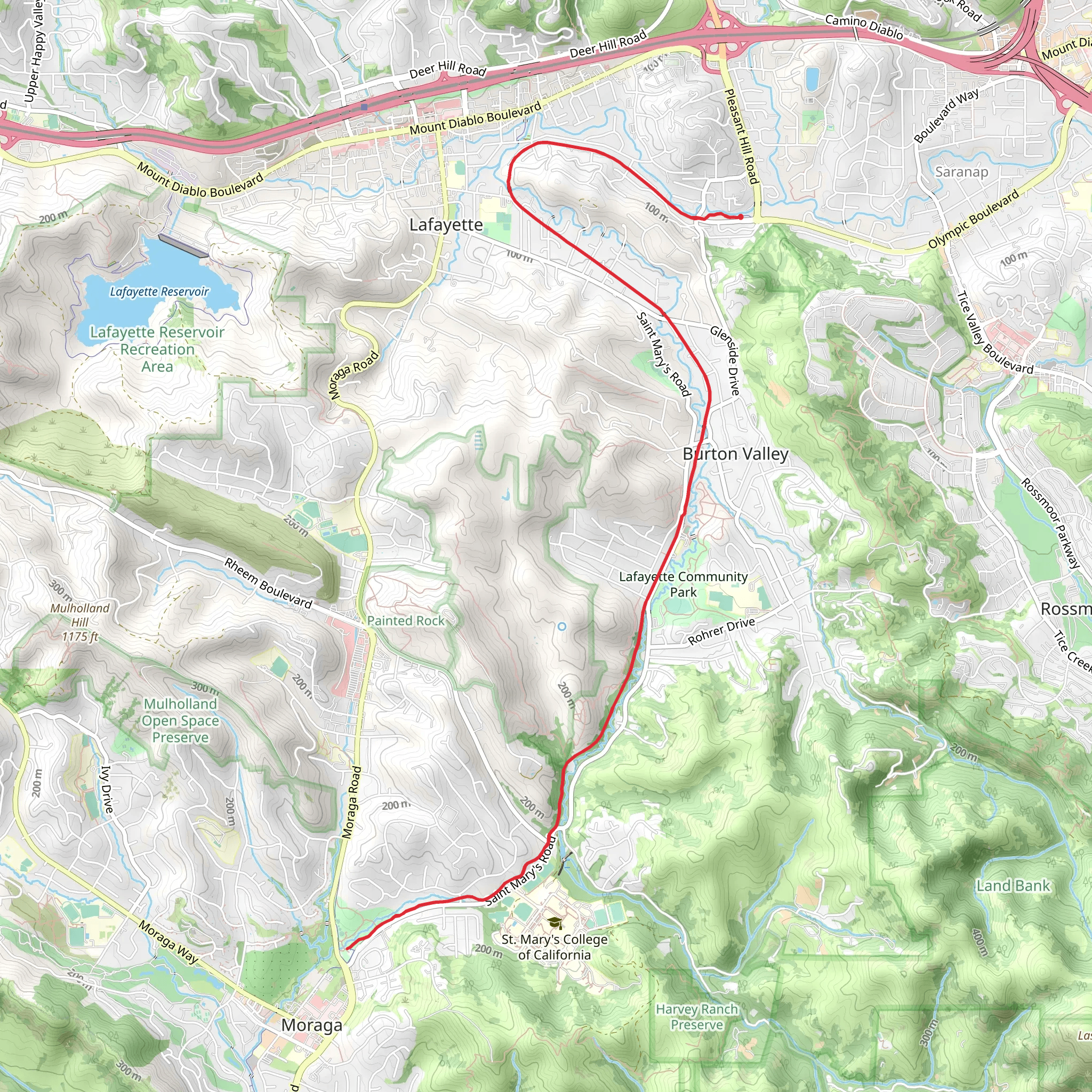 Lafayette-Moraga Trail mobile static map