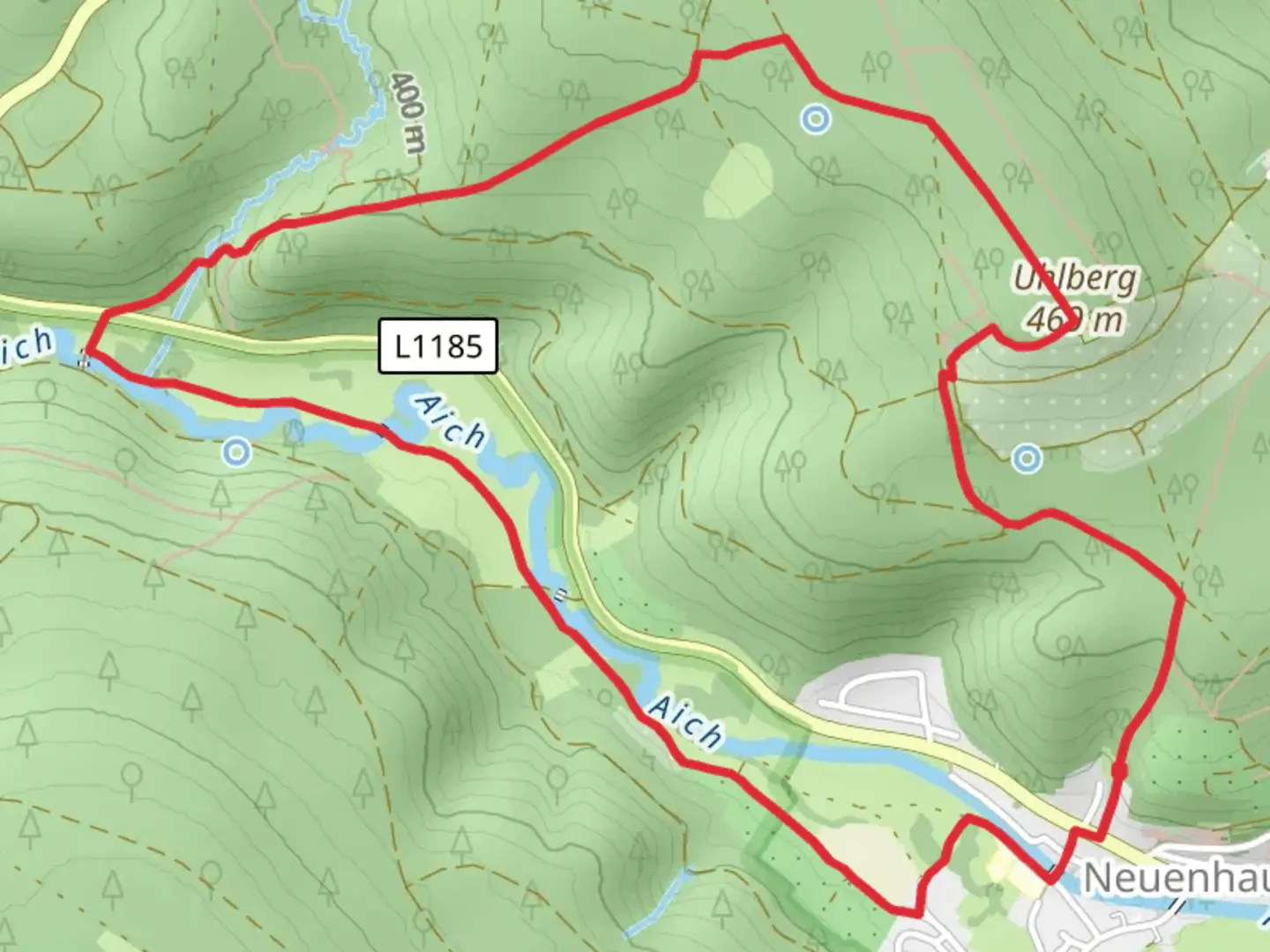 An image depicting the trail Uhlberg Loop - Neuenhaus and its surrounding area.