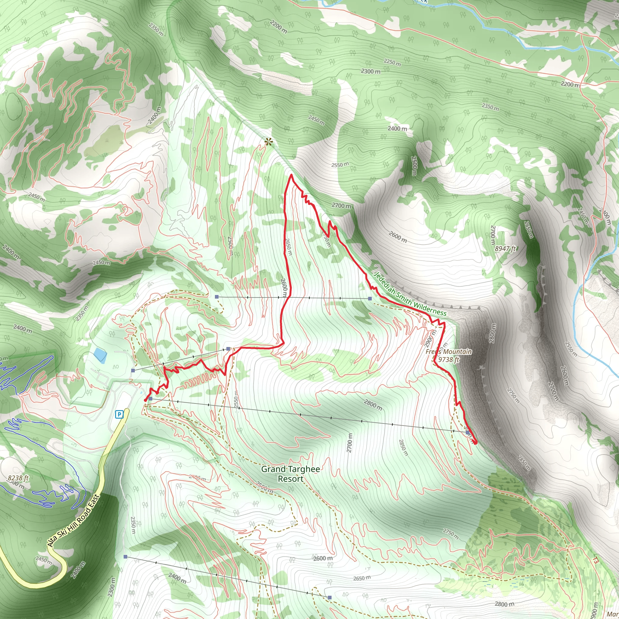 Dreamcatcher Lift and Freds Mountain via Bannock Trail mobile static map
