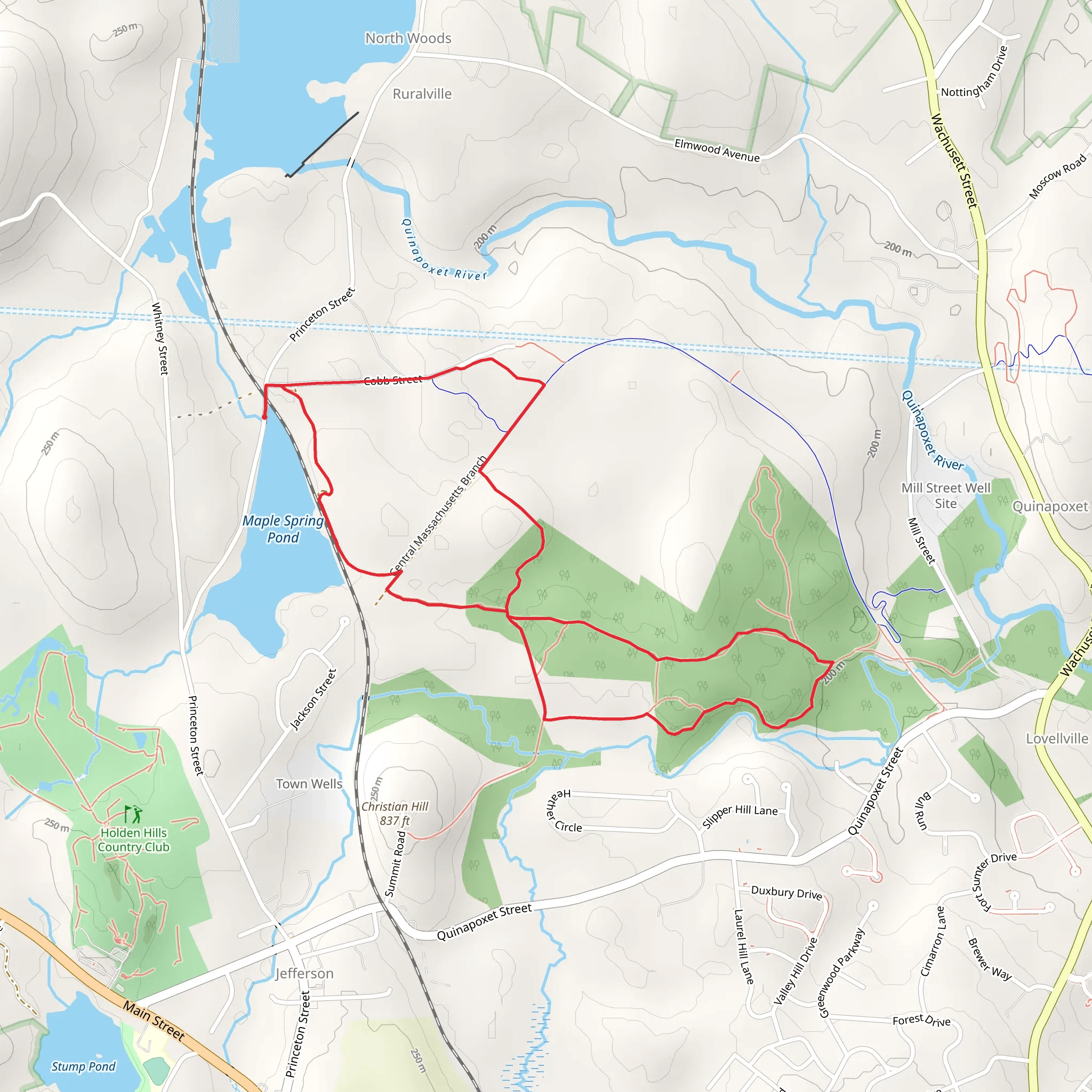 Maple Spring Pond and Cobb Street Loop Trail mobile static map